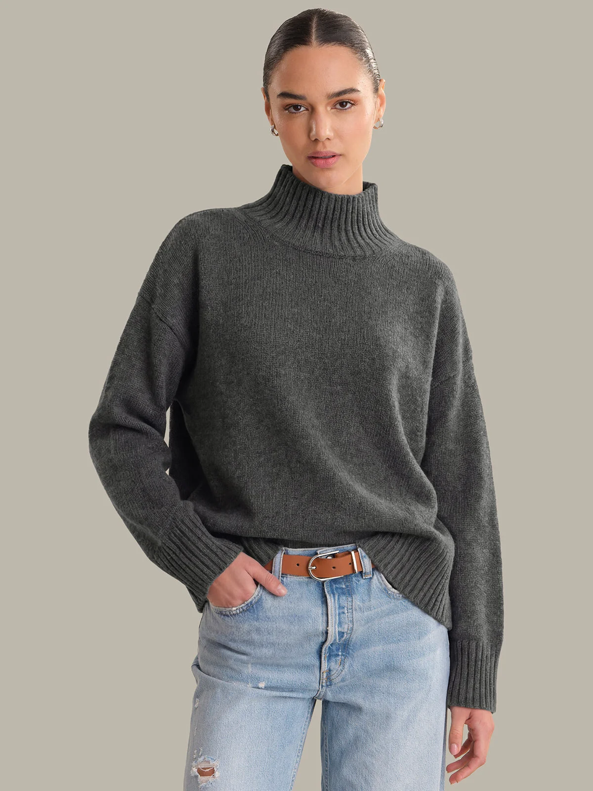 Arielle: Cashmere Blend Mockneck Sweater - 1