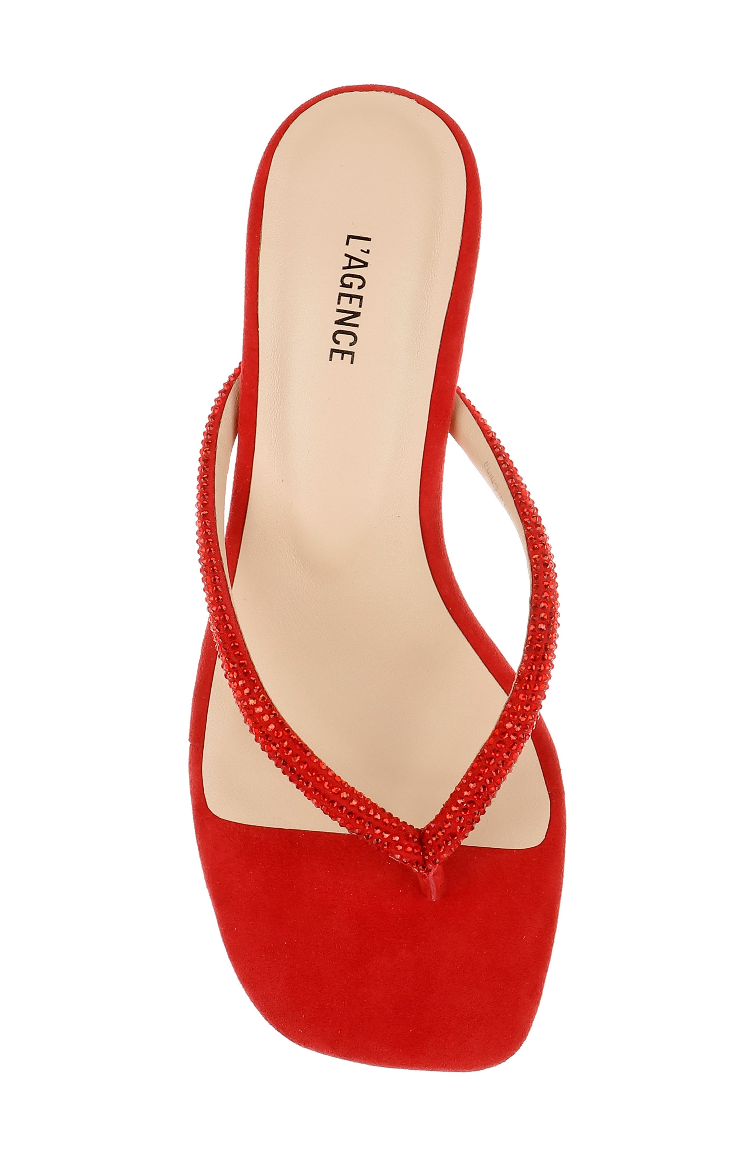 L'AGENCE Hortense Kitten Heel Sandal in Red Suede at Nordstrom - 5