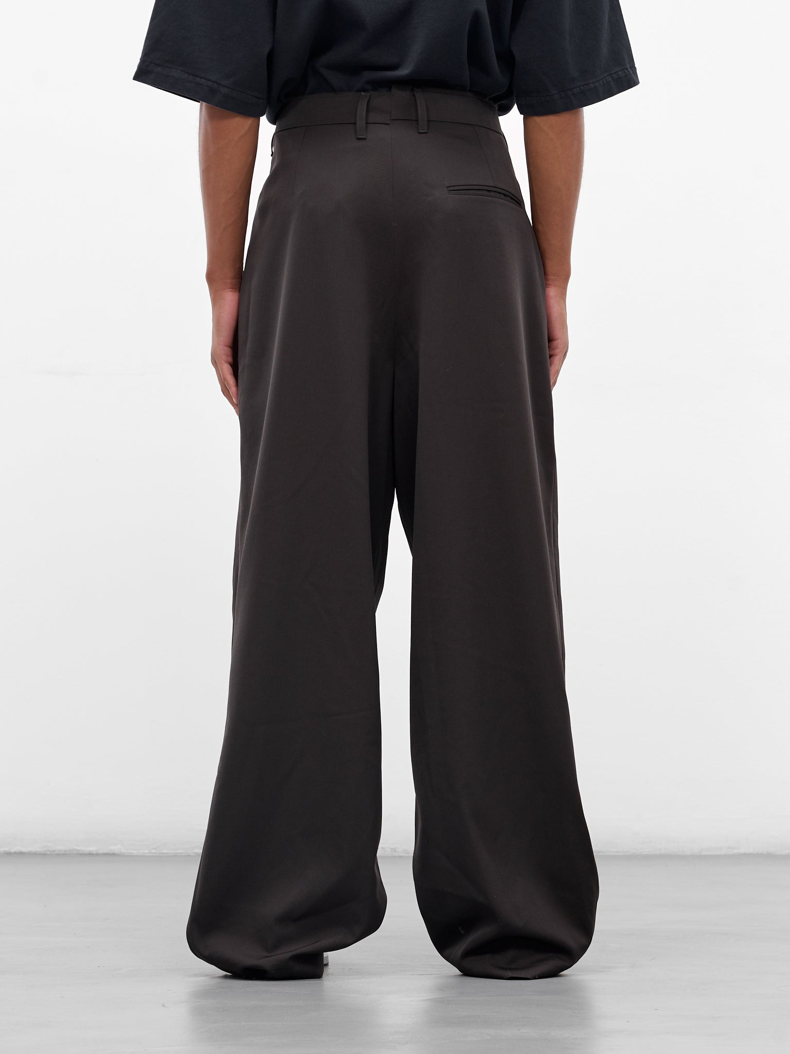 Black Baggy Wool Suit Pants - 3