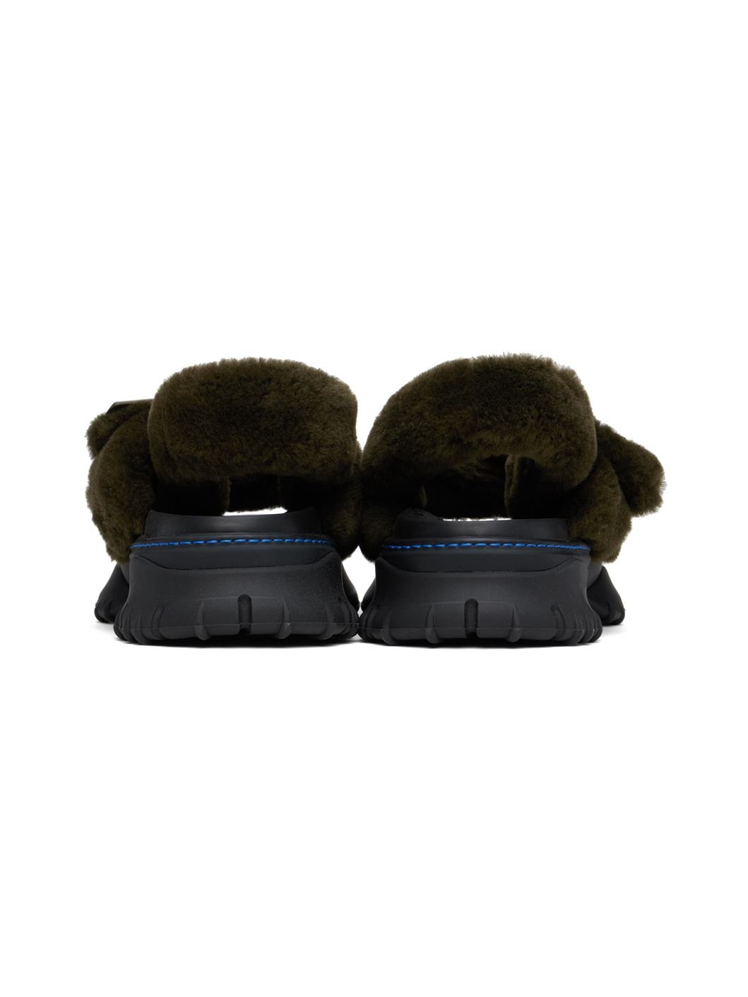 Green Shearling Pebble Sandals - 2