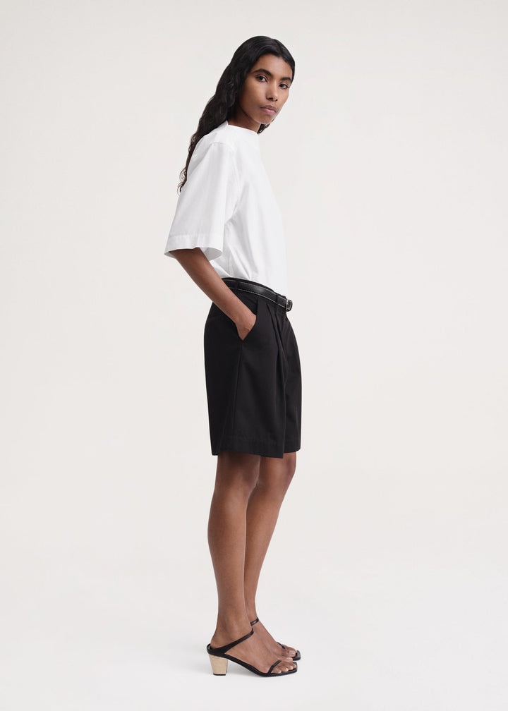 Pleated cotton-twill shorts black - 3