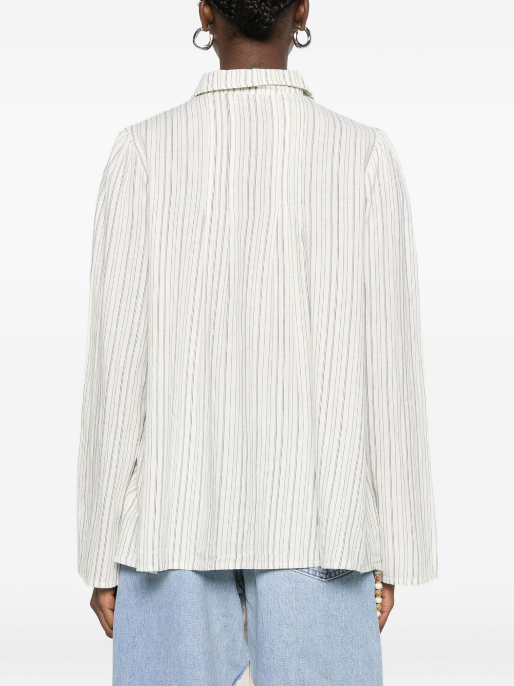 striped frog-closures blouse - 4
