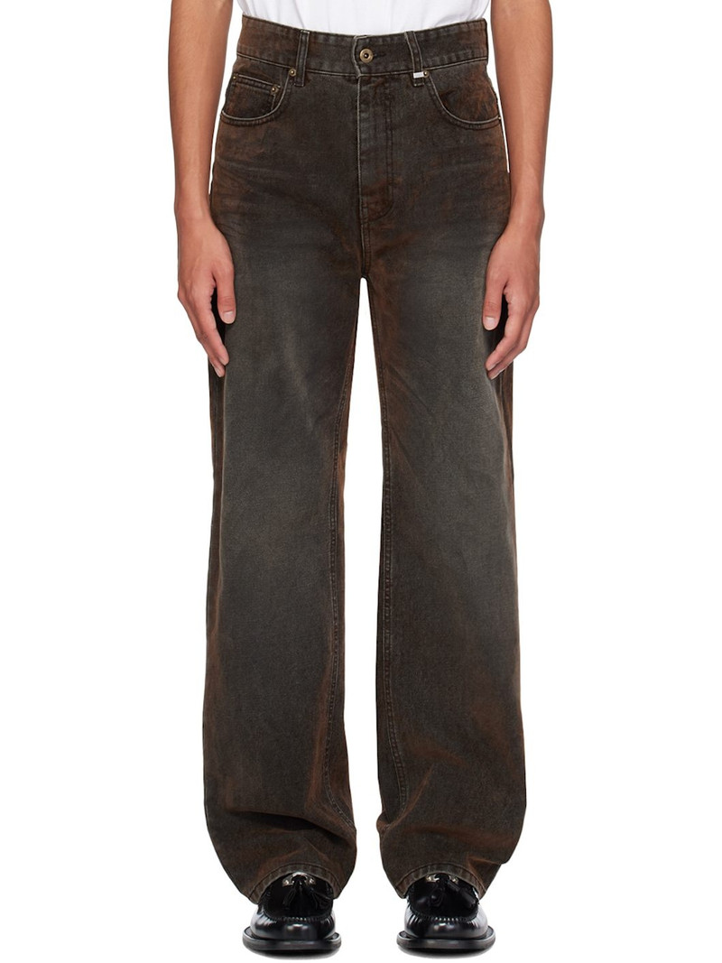 Brown Flocked Jeans 1