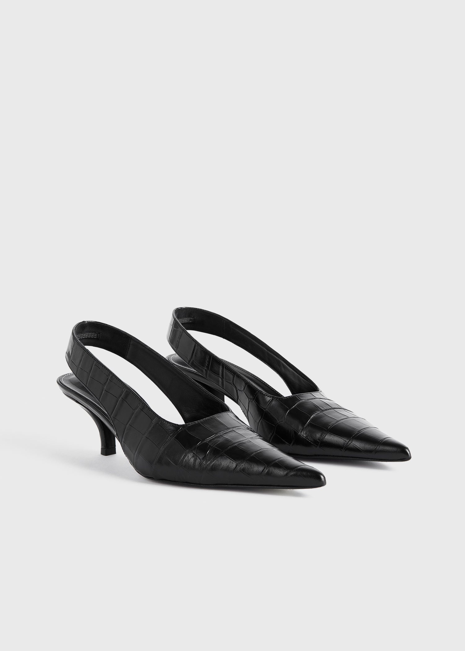 Classic croco-embossed slingbacks black - 7
