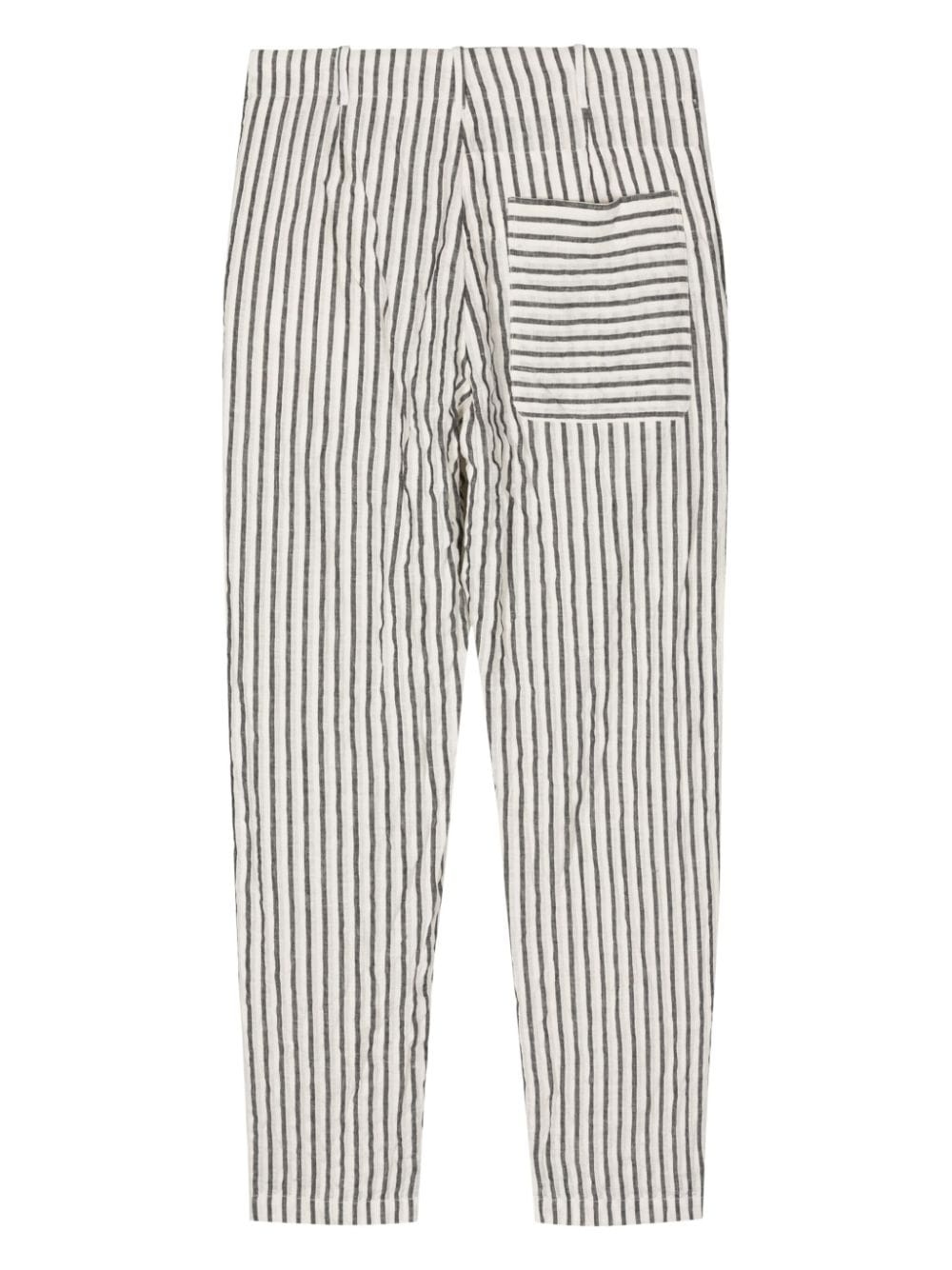 striped linen-blend tapered trousers - 2