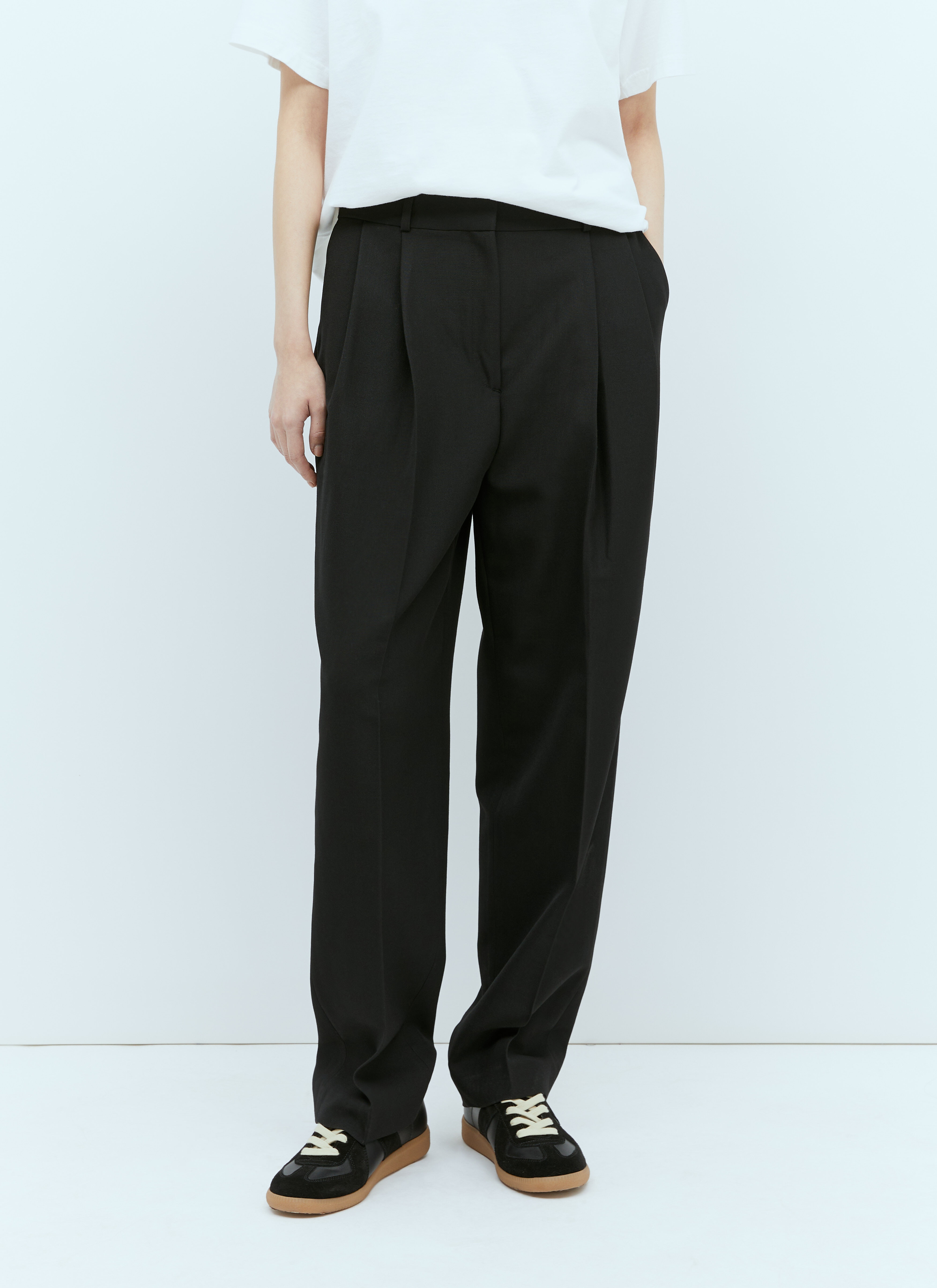 Double-Pleated Tailored Pants - 1