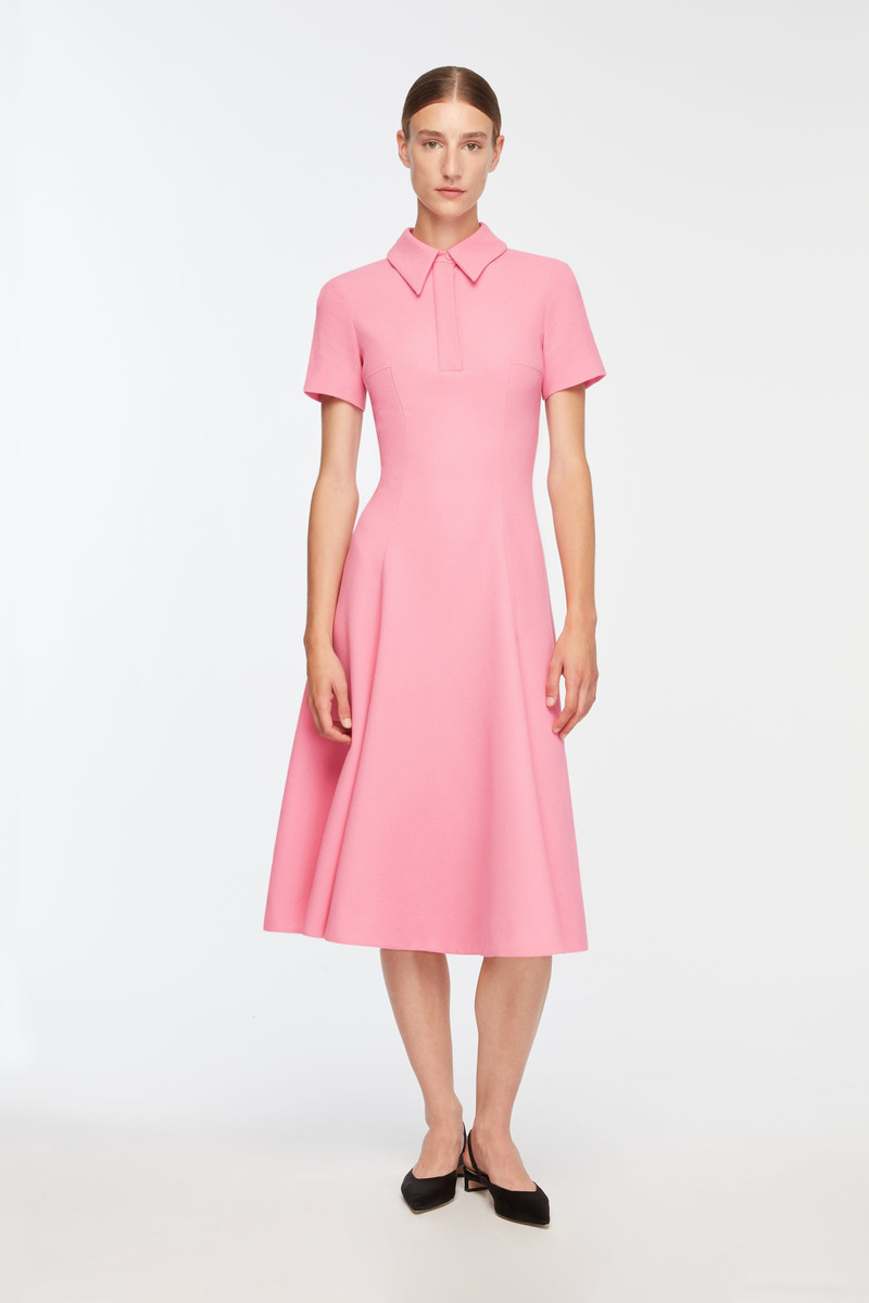 EMILIA WICKSTEAD Feliciana Dress In Pink Sorbet Single Wool Crepe outlook