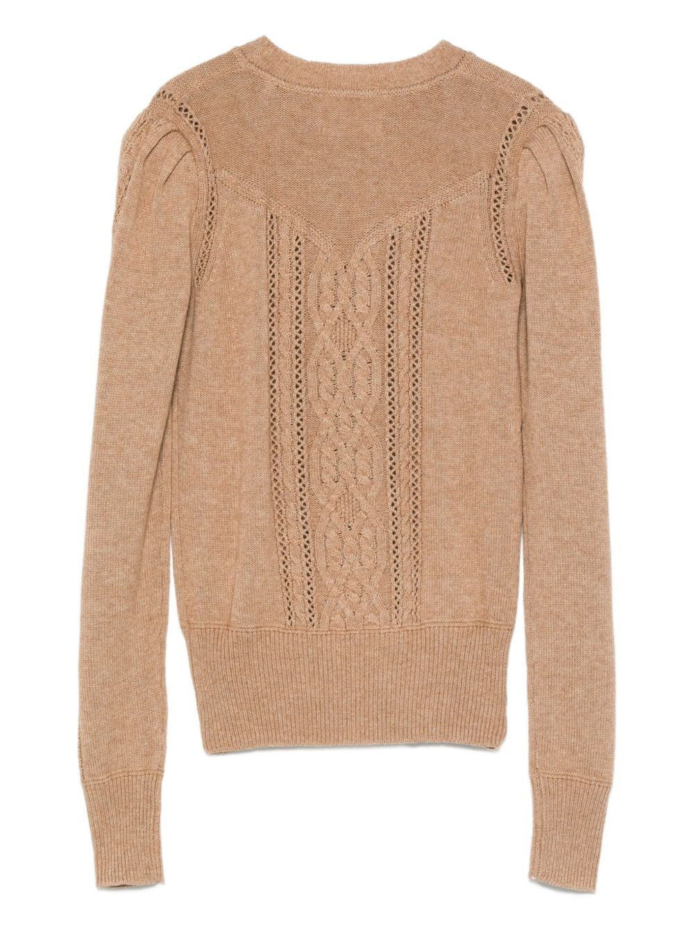 cable-knit puff-sleeve sweater - 2