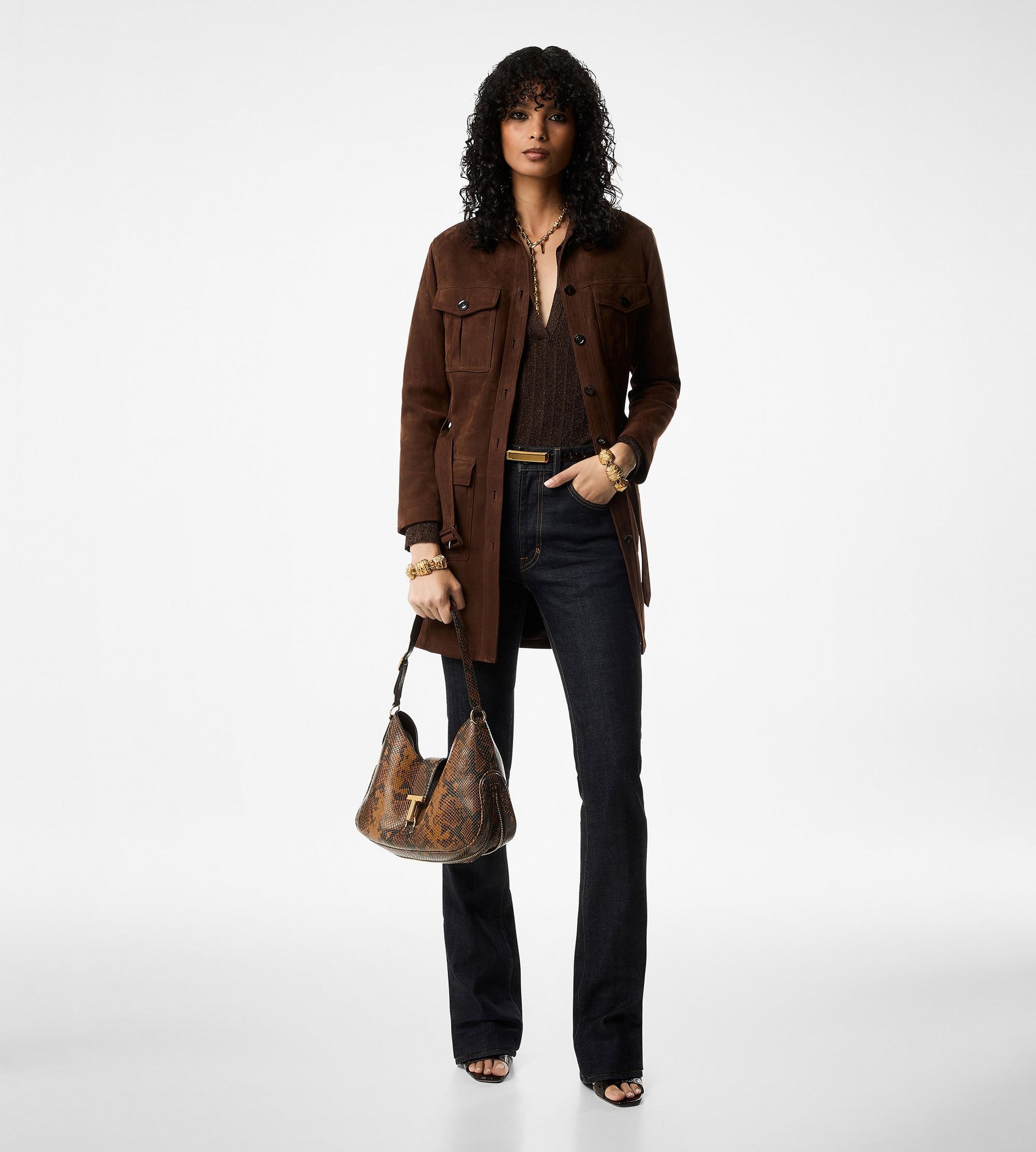 STAMPED PYTHON LEATHER MONARCH MEDIUM HOBO - 5