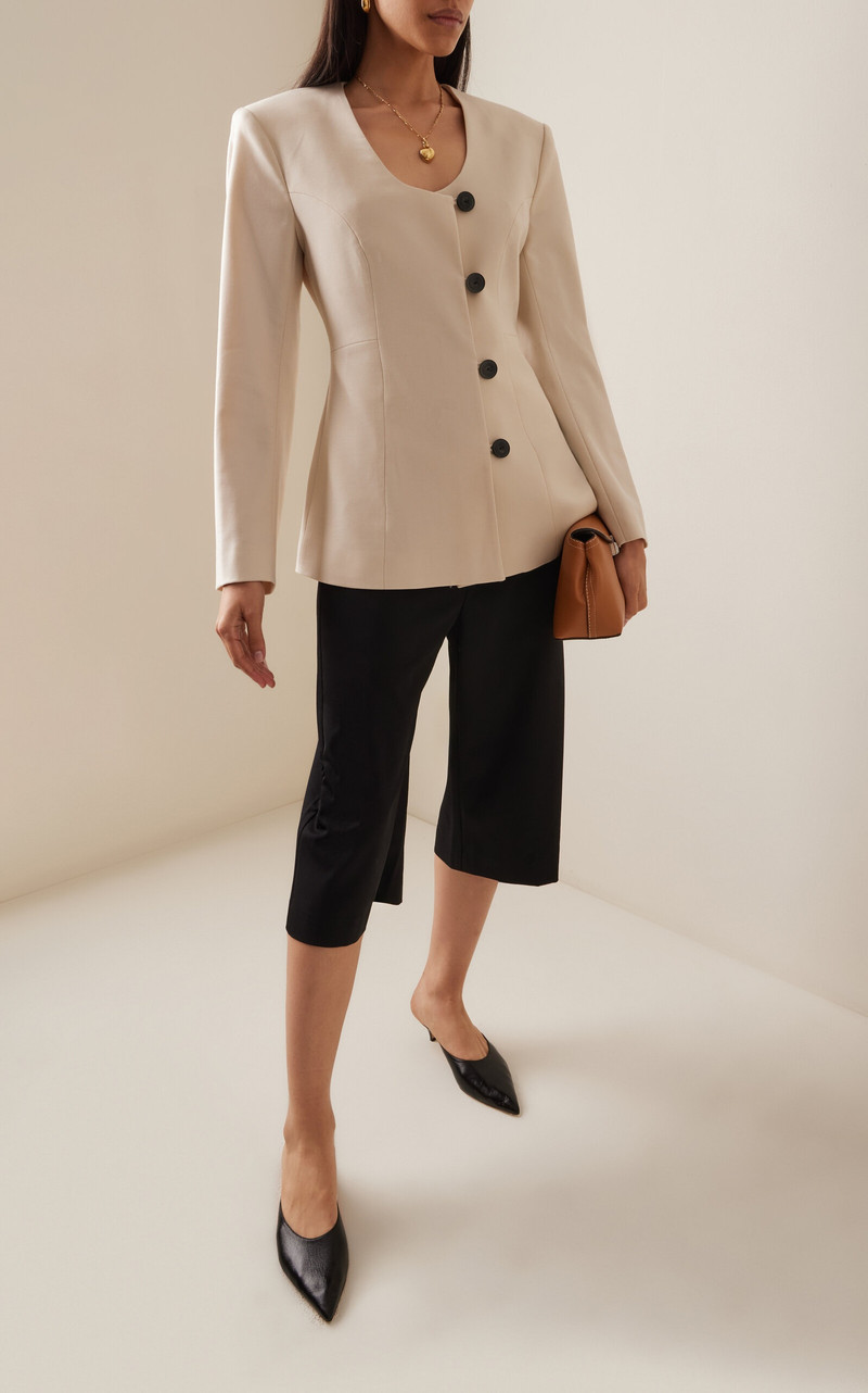 House of Dagmar Collarless Wool-Blend Blazer brown outlook