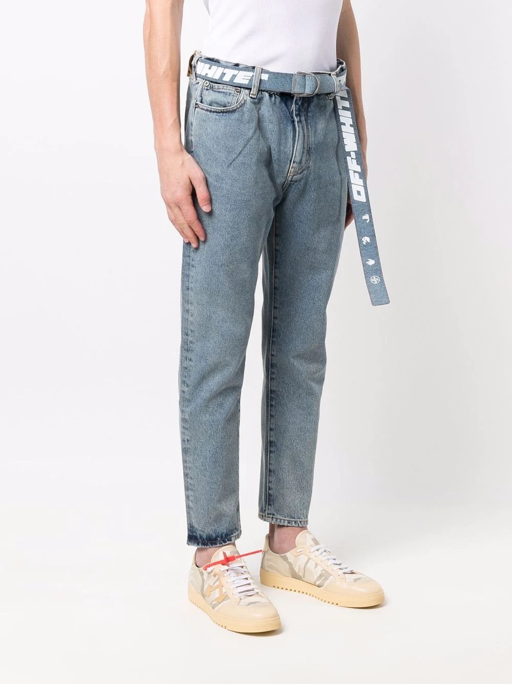 Industrial-belt cropped jeans - 3