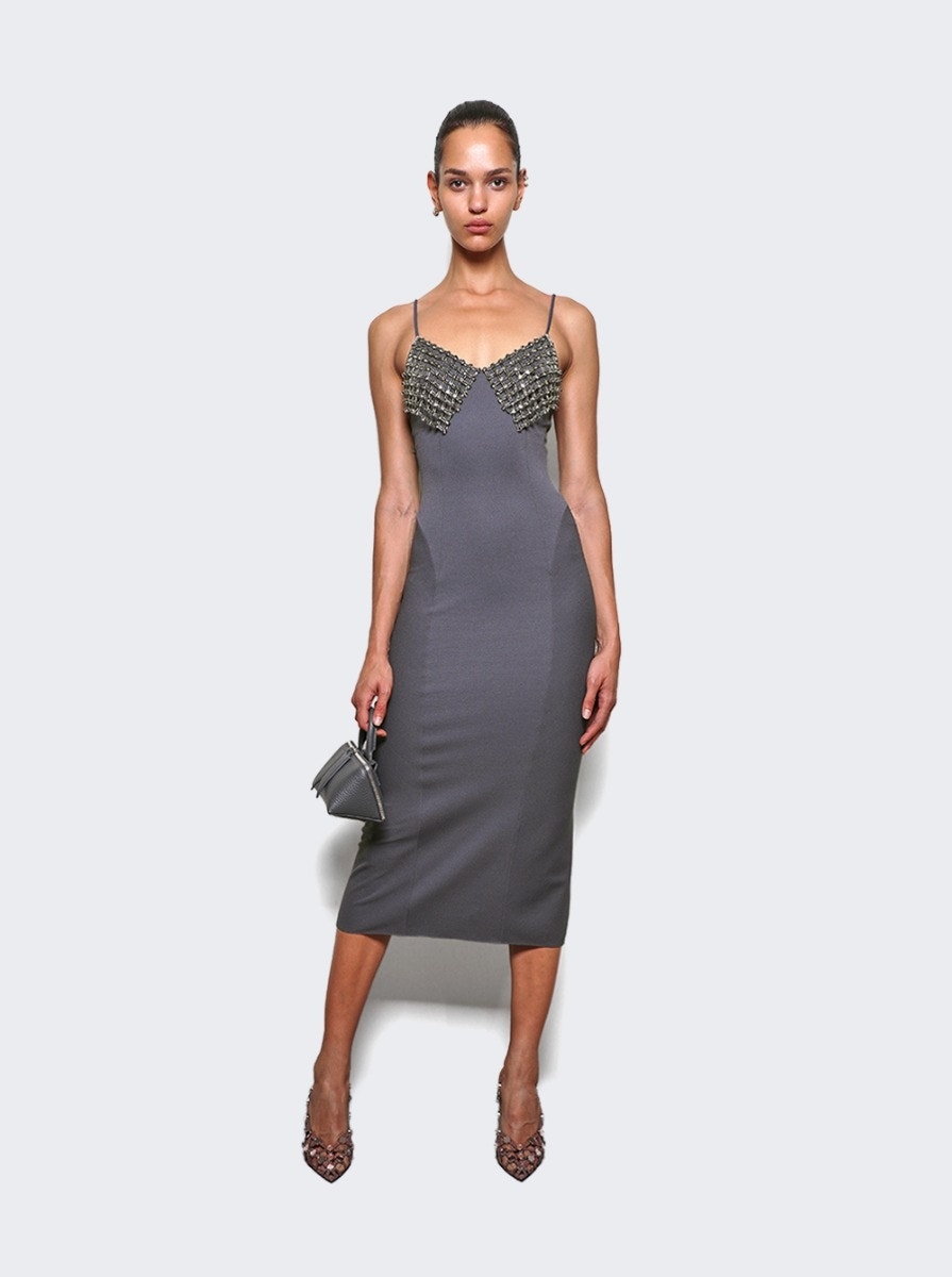 Embellished Midi Dress Grey - 2