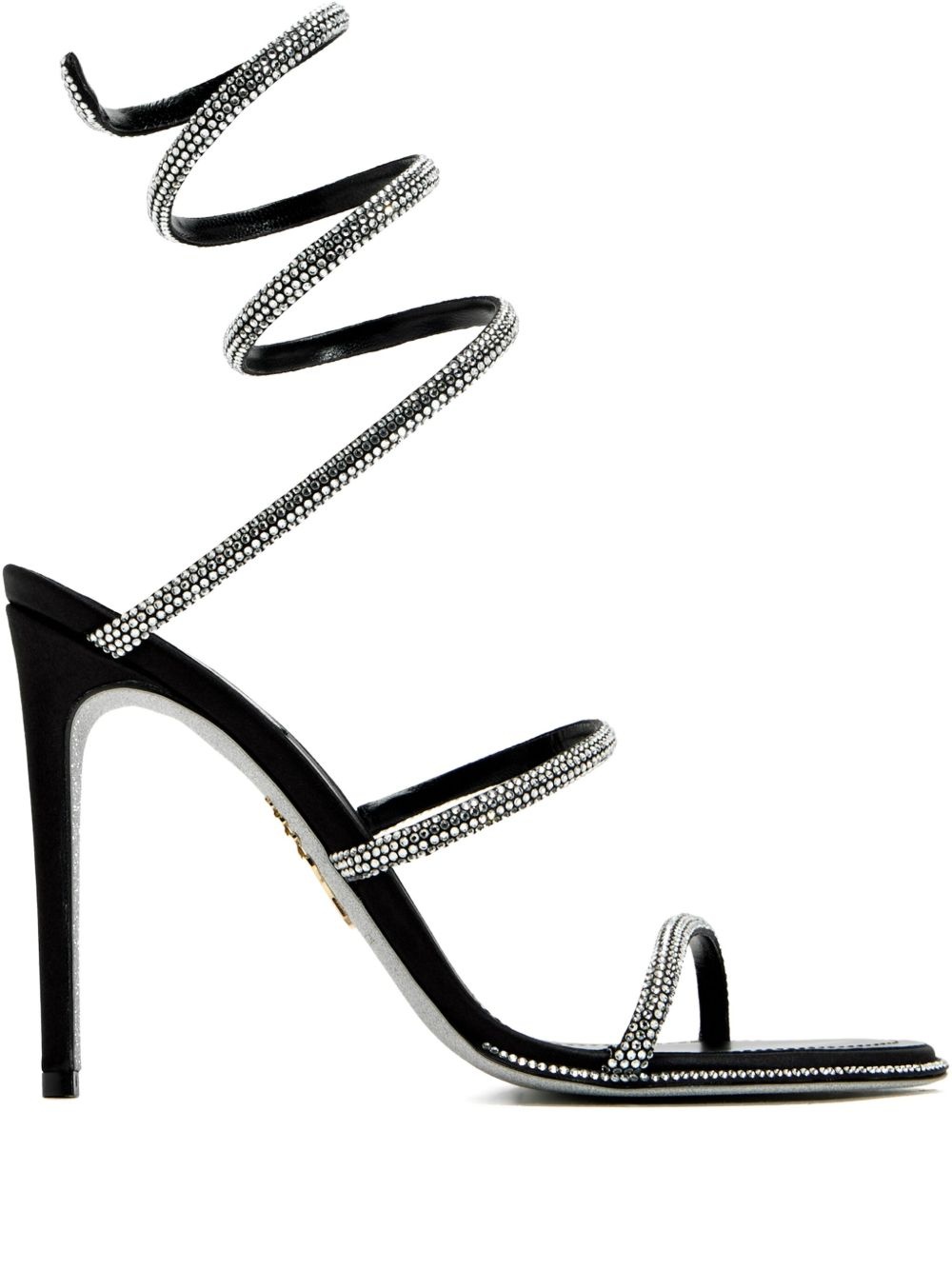 105mm Cleo Anthracite crystal-embellished spiral-strap sandals - 1