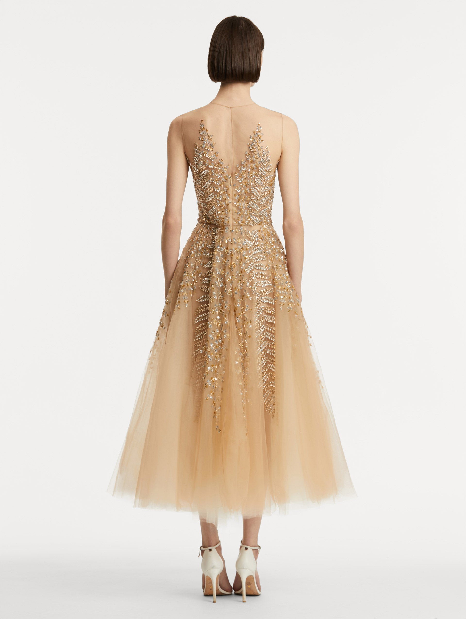 FERN EMBROIDERED ILLUSION COCKTAIL DRESS - 3