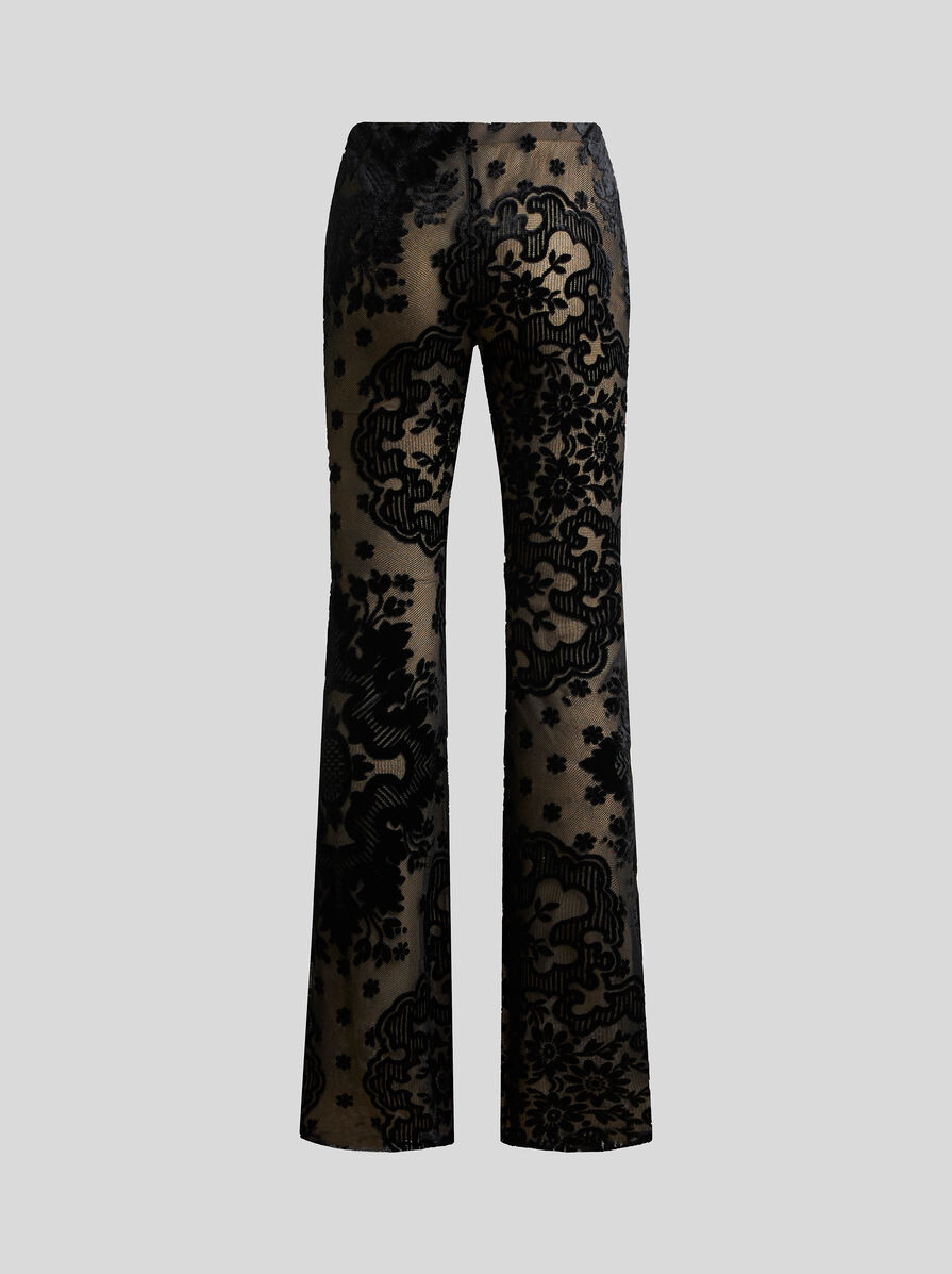 TULLE AND JACQUARD VELVET TROUSERS - 6