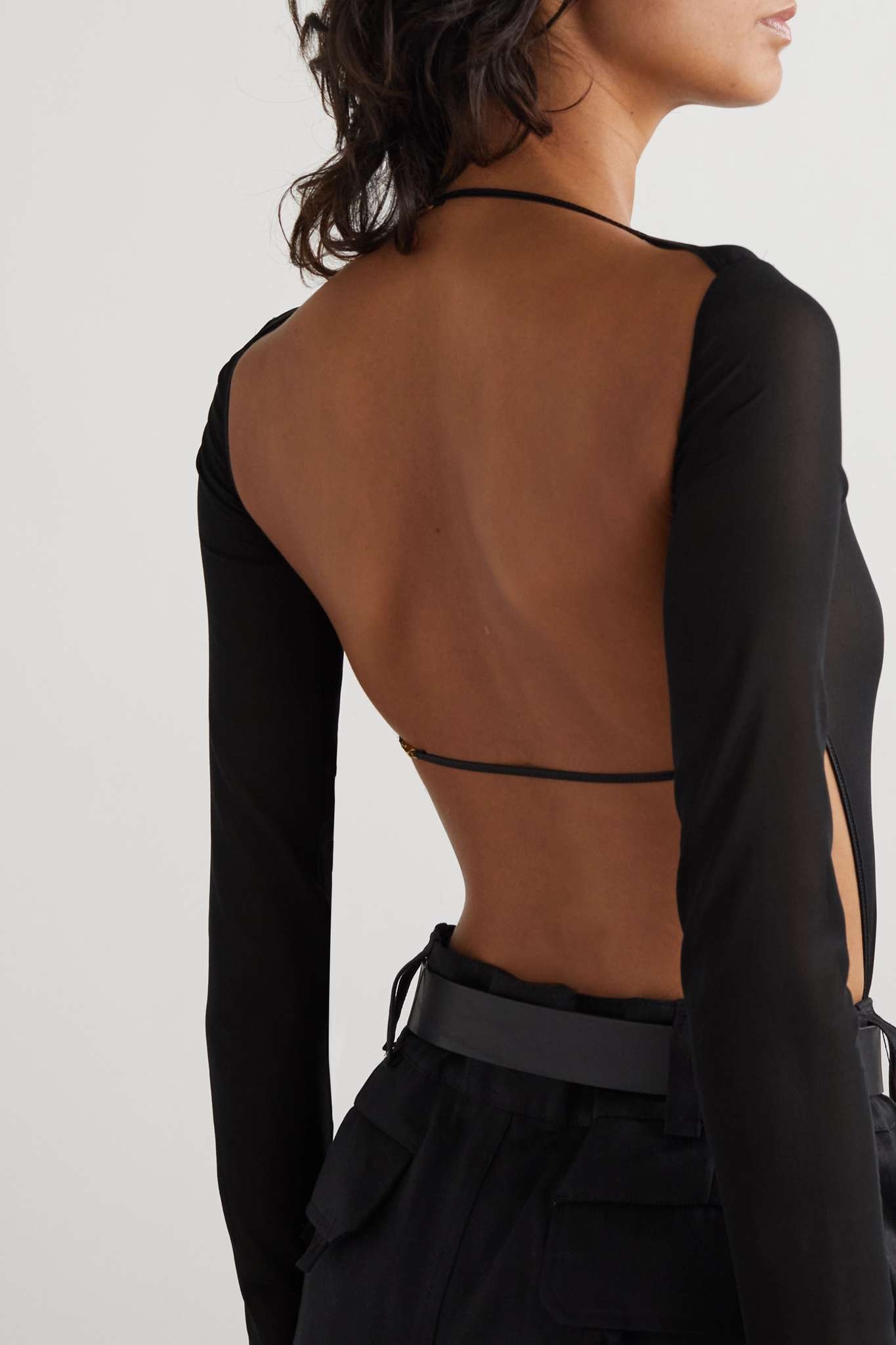 Open-back silk-blend georgette bodysuit - 3