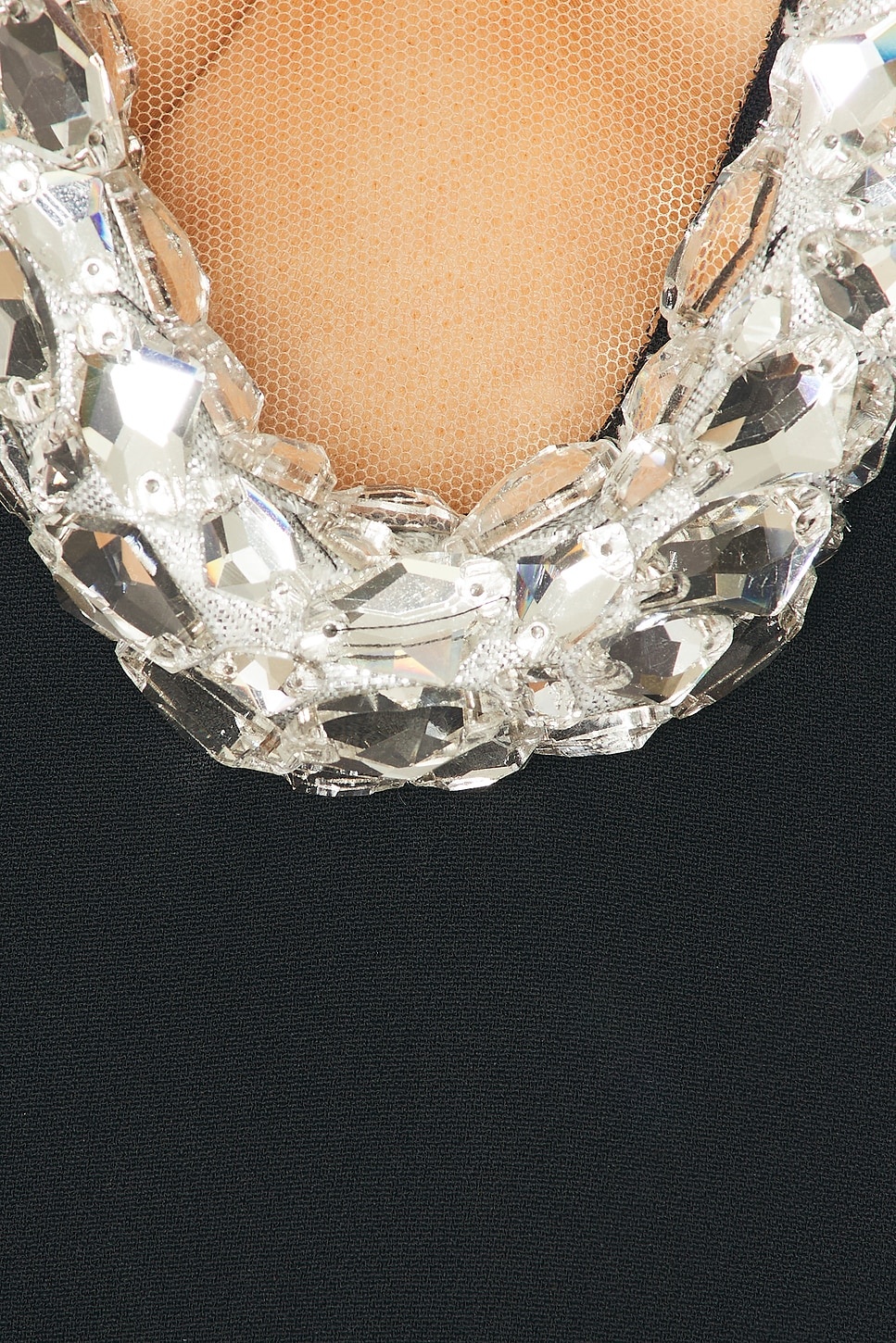 Crystal Neckline Mini Dress - 4