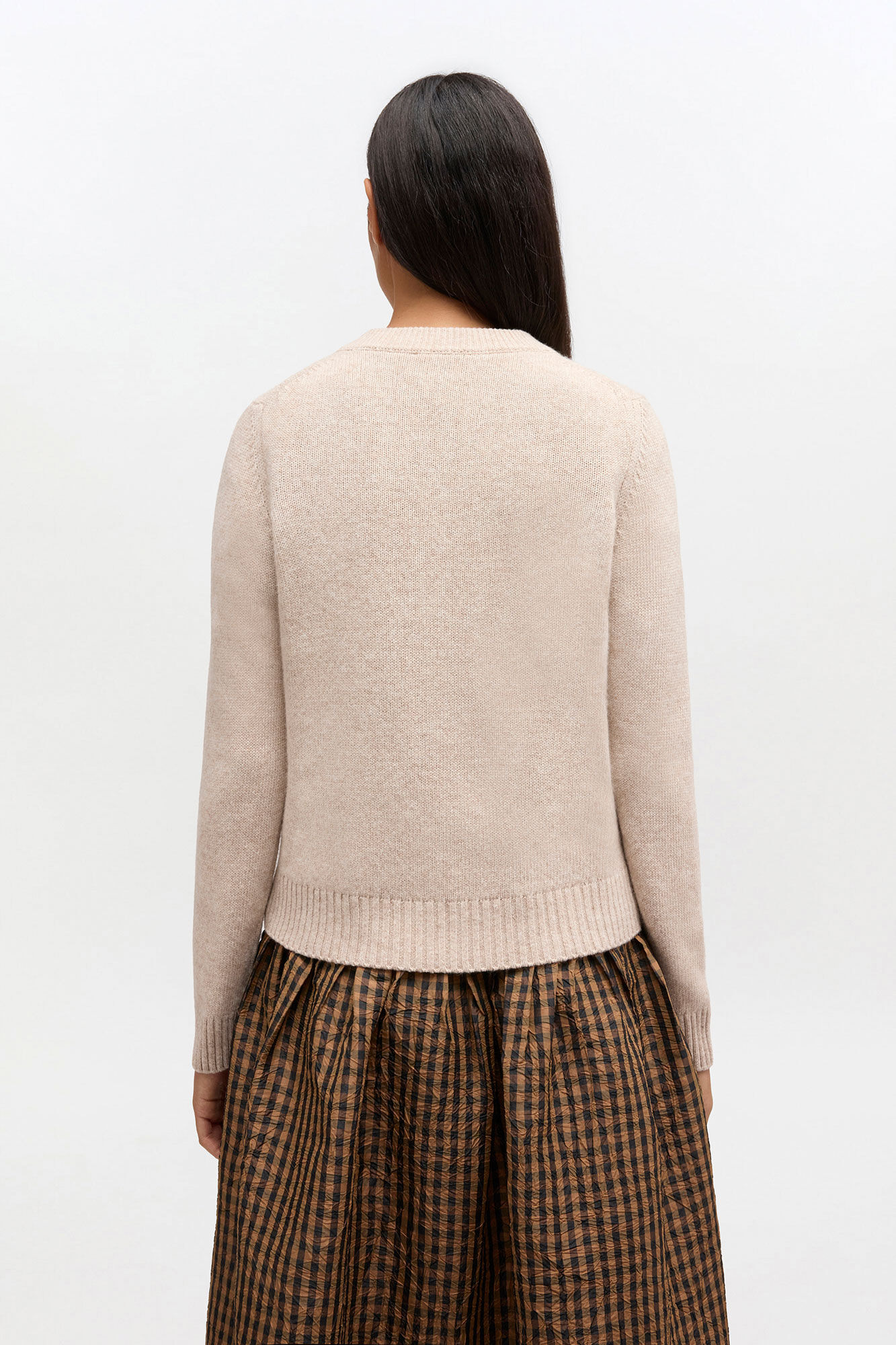 BEIGE WOOL MIX CARDIGAN - 4
