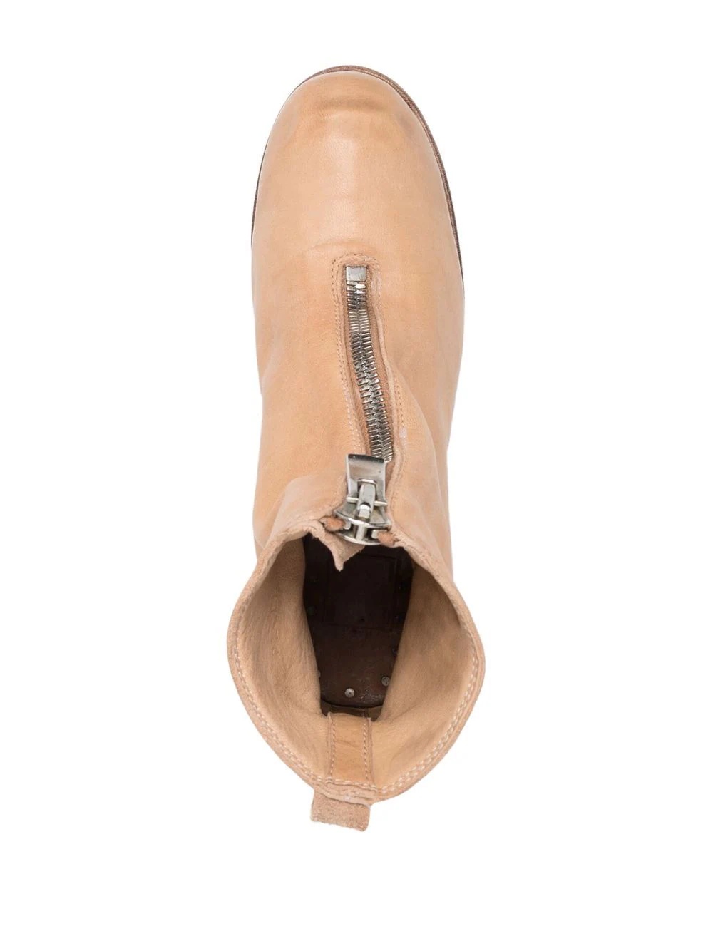 grained leather round-toe boots - 4