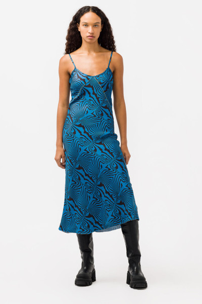 BRAIN DEAD Warped Zebra Slip Dress in Navy outlook