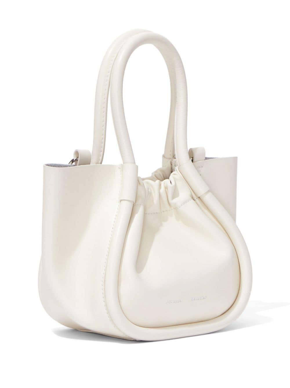 small ruched leather tote bag - 5