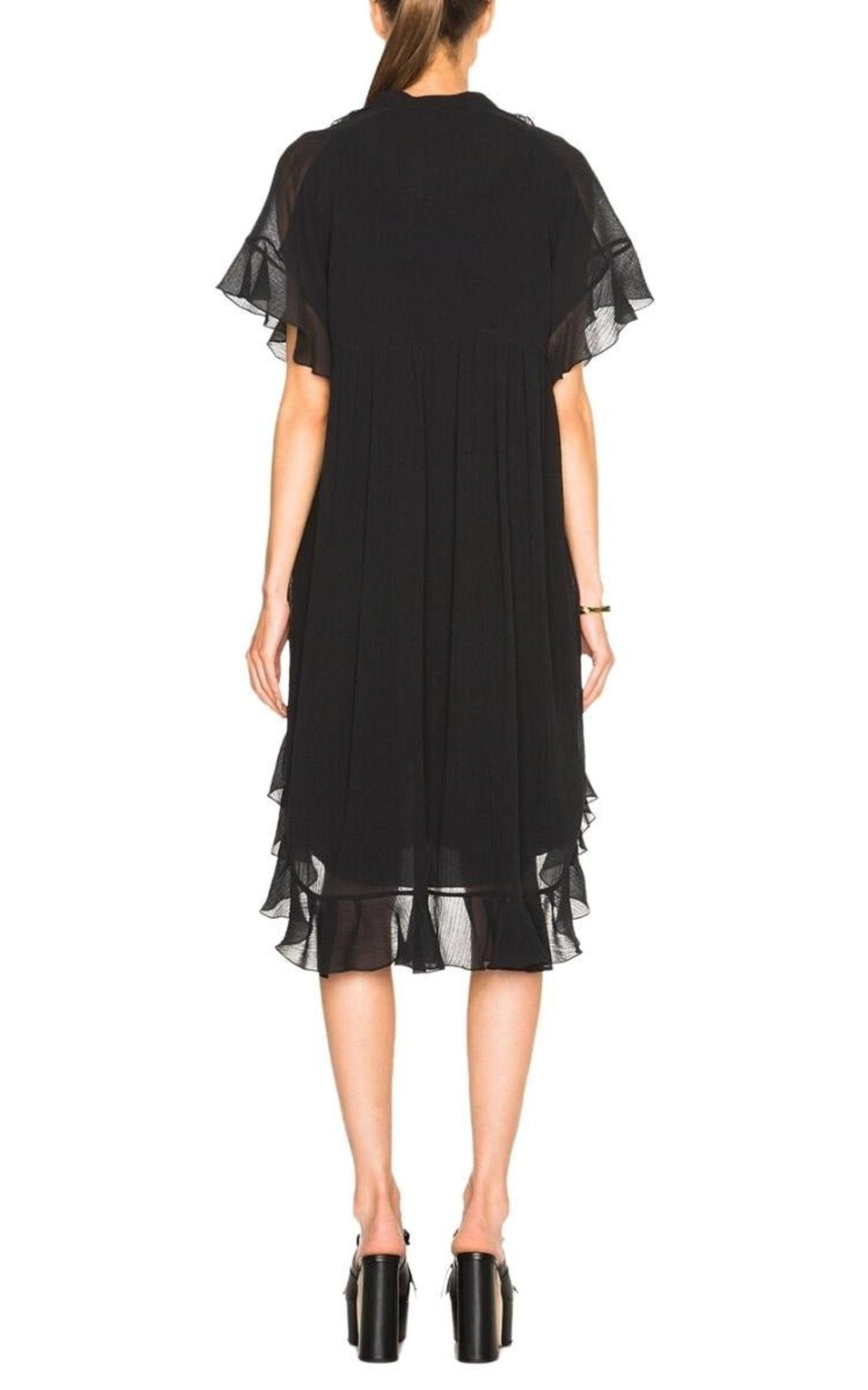 Cotton Crepon Gauze Ruffle Dress - 5