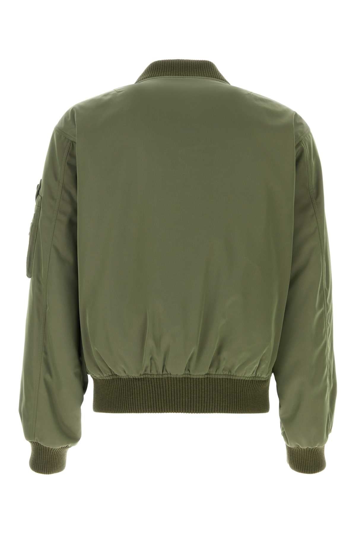 Prada Men Olive Green Nylon Bomber Jacket - 2
