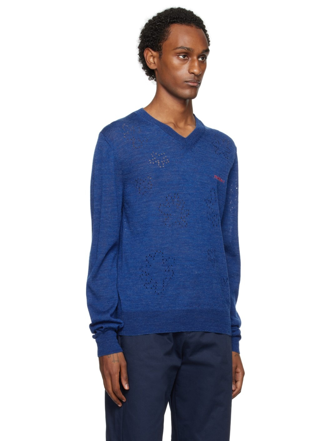 Blue V-Neck Sweater - 2
