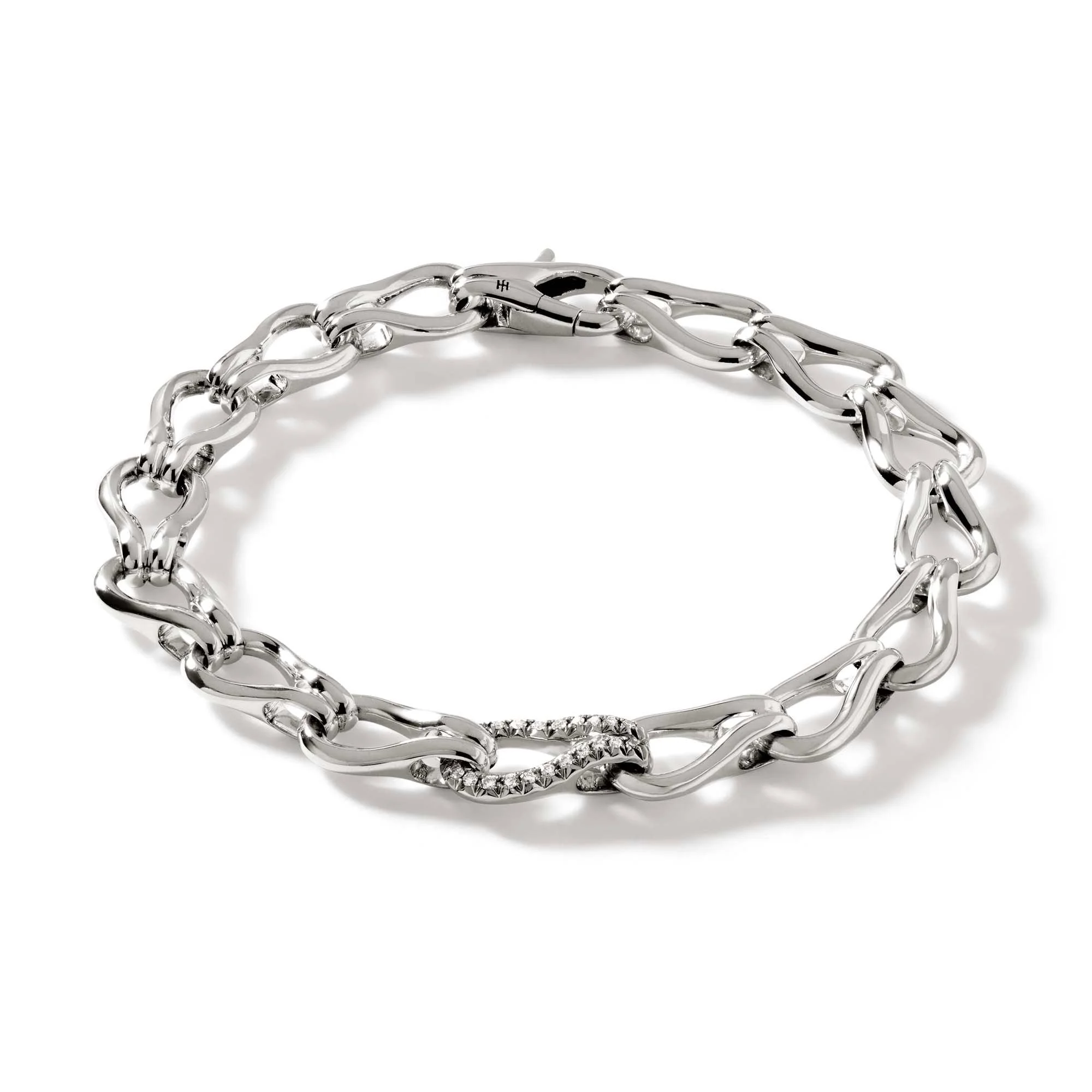 Surf Bracelet, Silver, Diamonds, 8.5MM - 1
