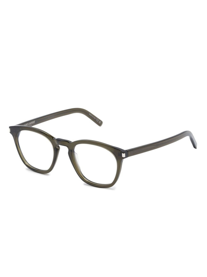 SAINT LAURENT polished-effect round-frame glasses outlook