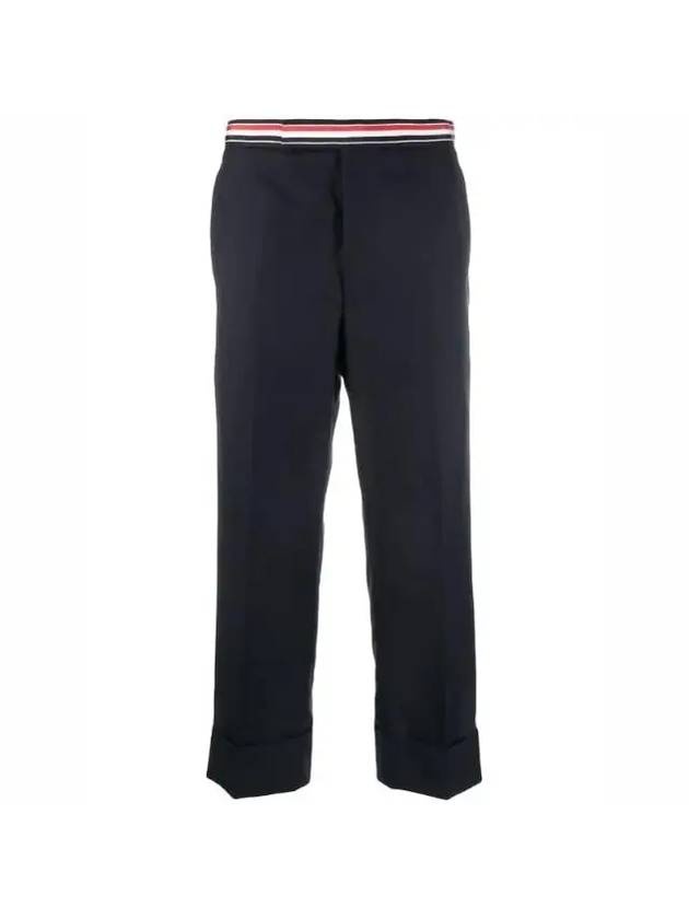 Low Rise Backstrap Super 120 Twill Straight Pants Navy - 1