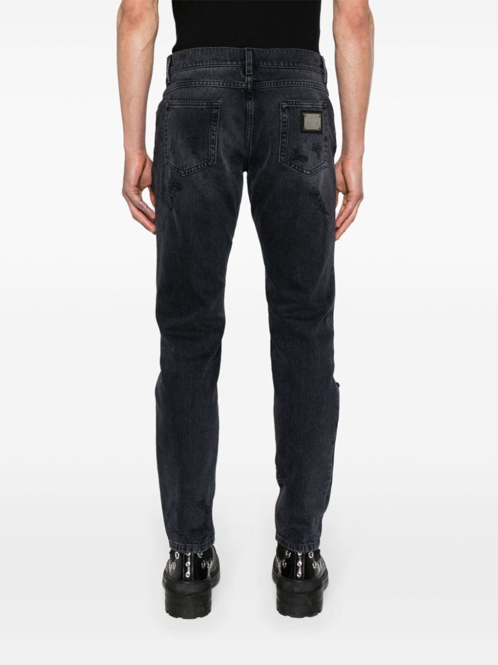 ripped-detailed cotton jeans - 4