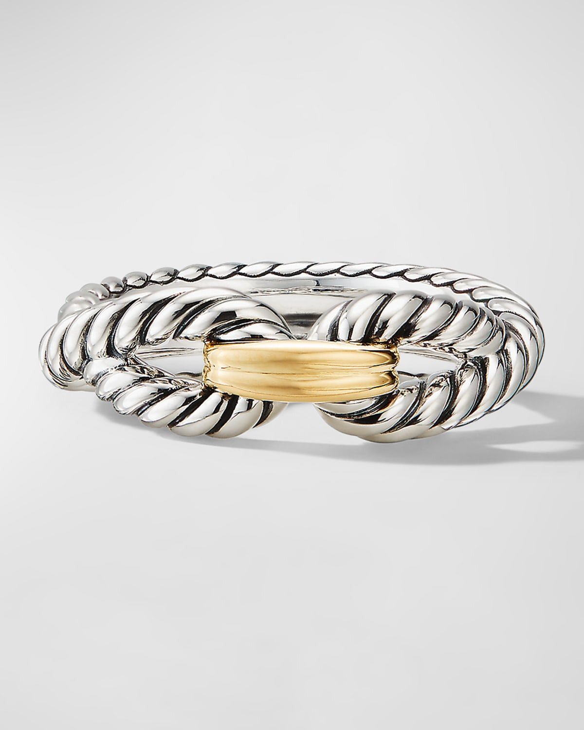 Cable Loop Ring in Silver with 18K Gold, 8mm - 4