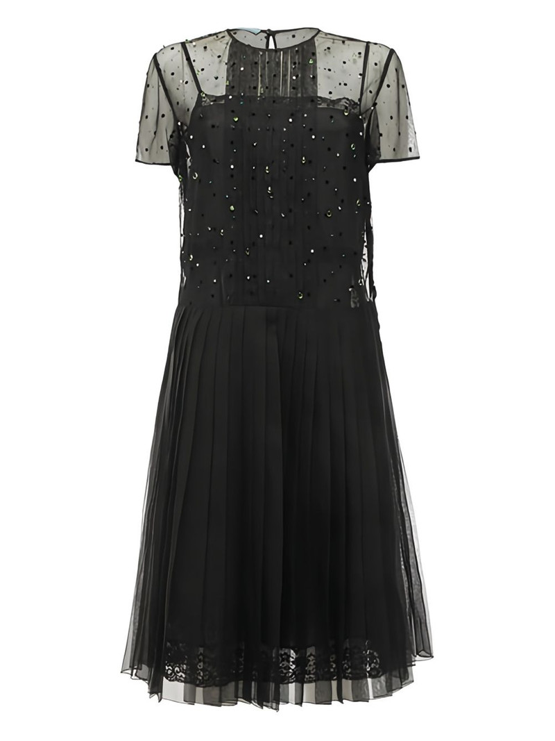 crystal-embellished pleated dress 1