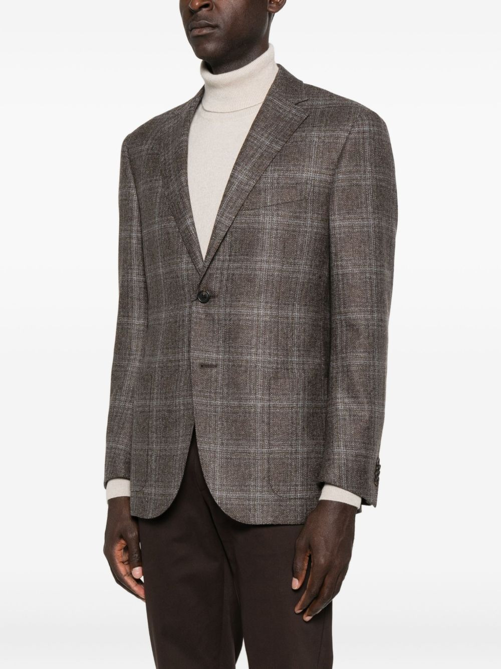 checked two-button blazer - 3