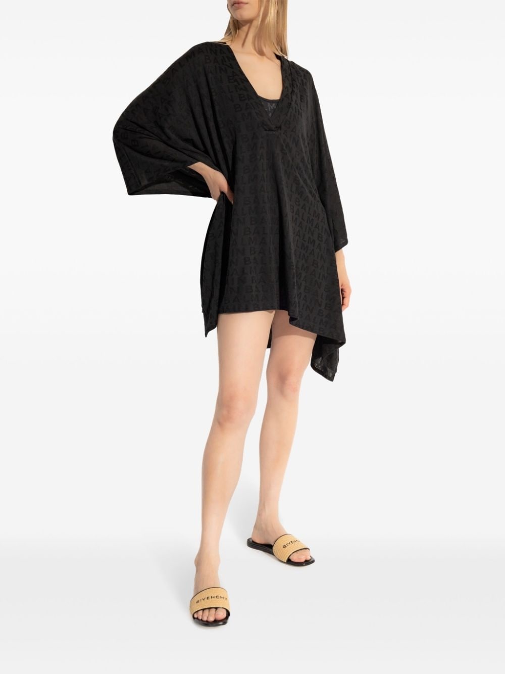 logo-jacquard beach minidress - 2