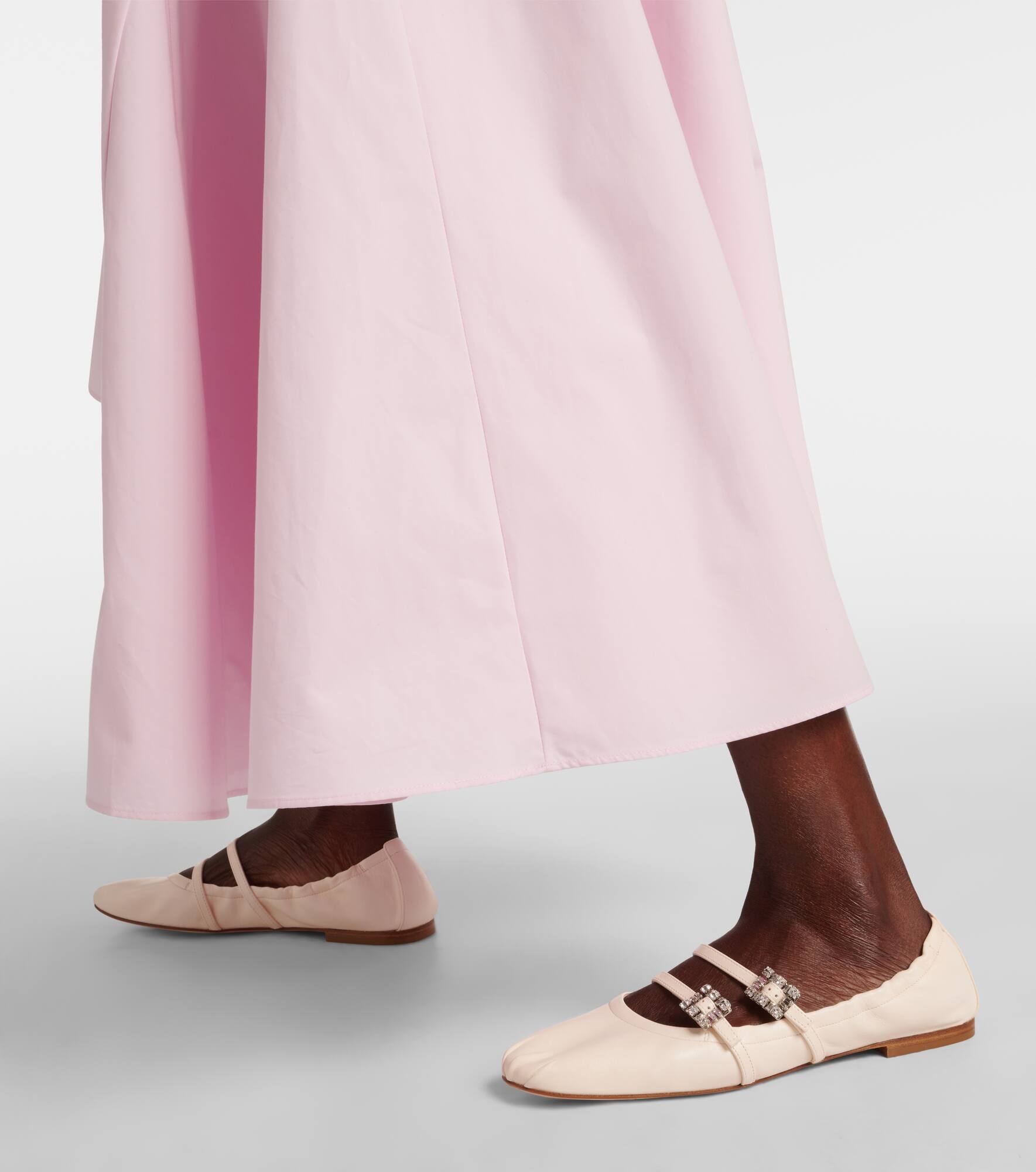 Crystal-embellished leather ballet flats - 7