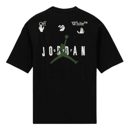 Men's Air Jordan x OFF-WHITE Crossover Logo Embroidered Sports Round Neck Short Sleeve Asia Edition  - 2