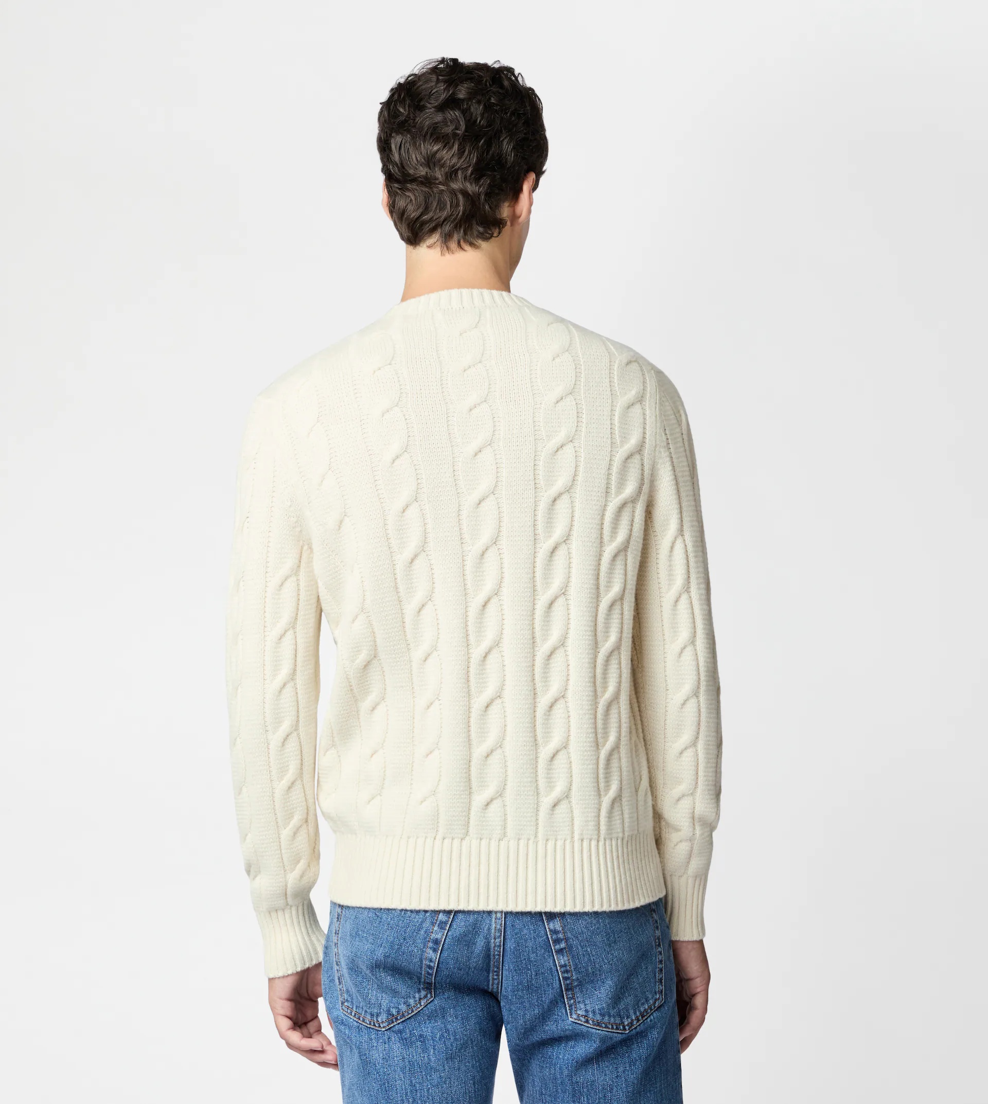 CASHMERE BLEND ROUND-NECK PULLOVER - GREY - 3