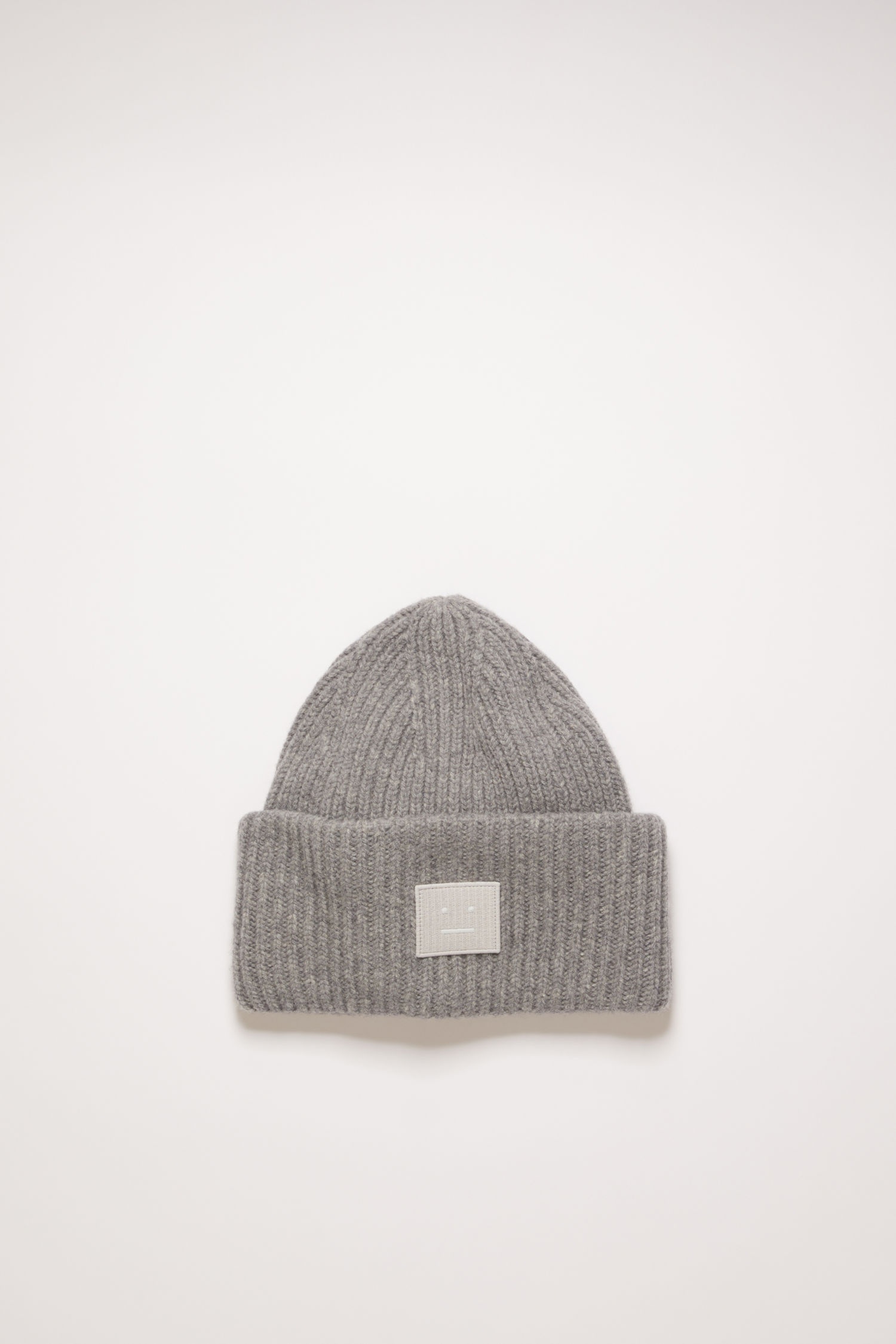Rib knit beanie hat grey melange - 1