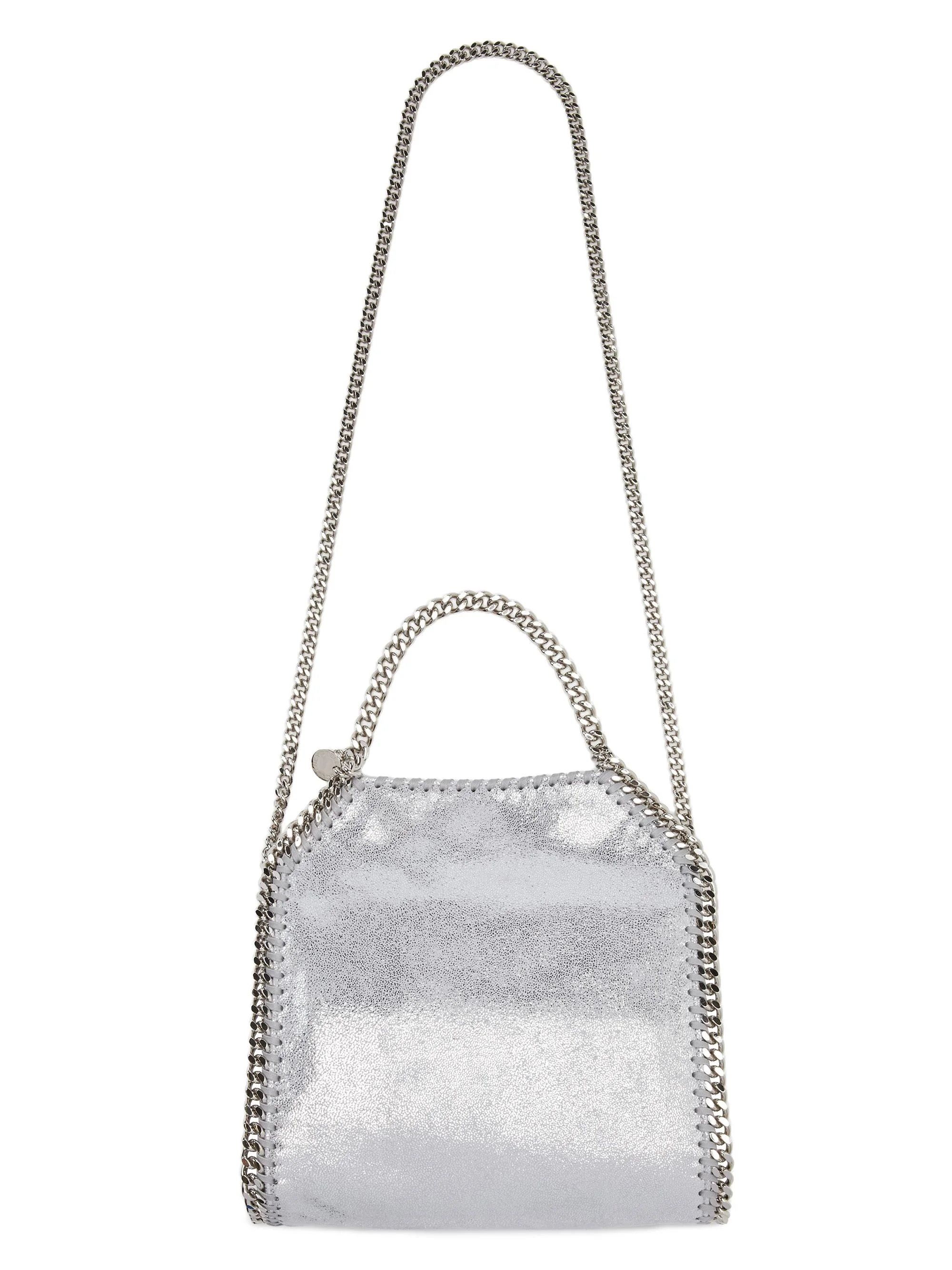 Women's Mini Falabella Eco Shiny Dotted Chamois Tote Bag - Silver - 1