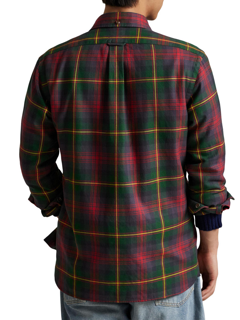 Men's Plaid Cotton Flannel Shirt - Green Red Multi 4