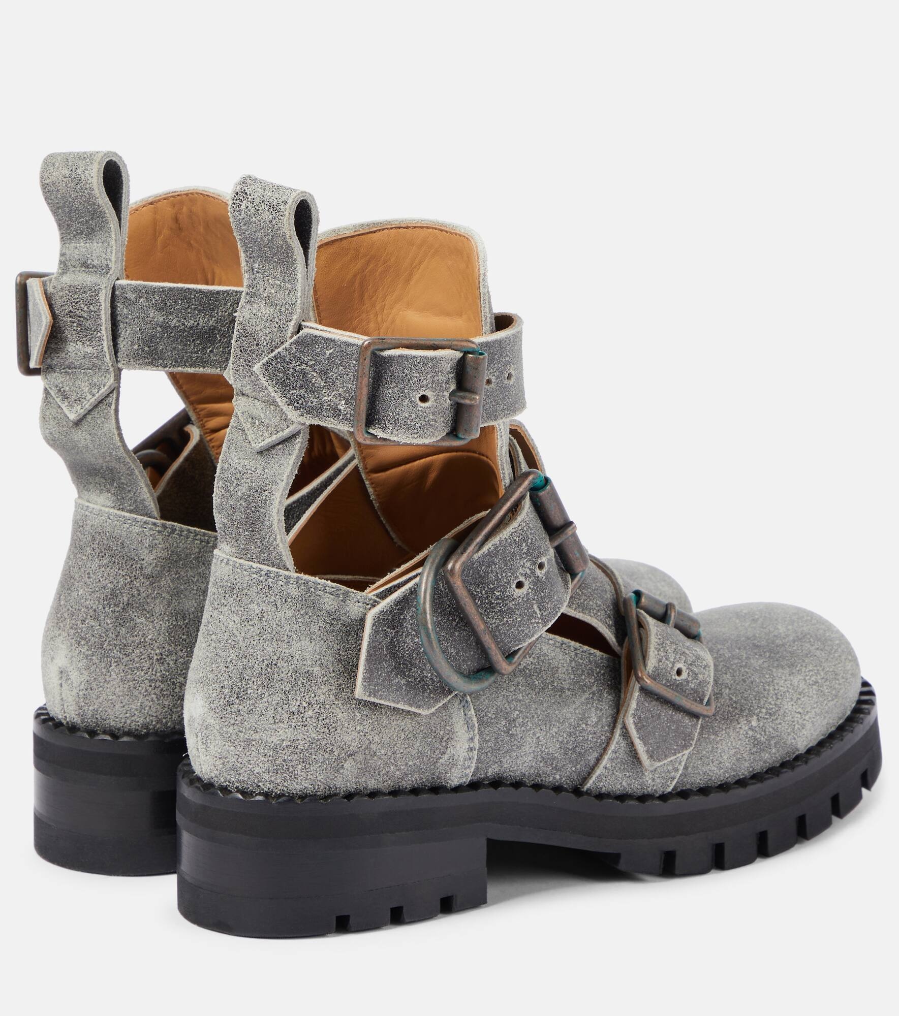 Cut-out leather ankle boots - 3