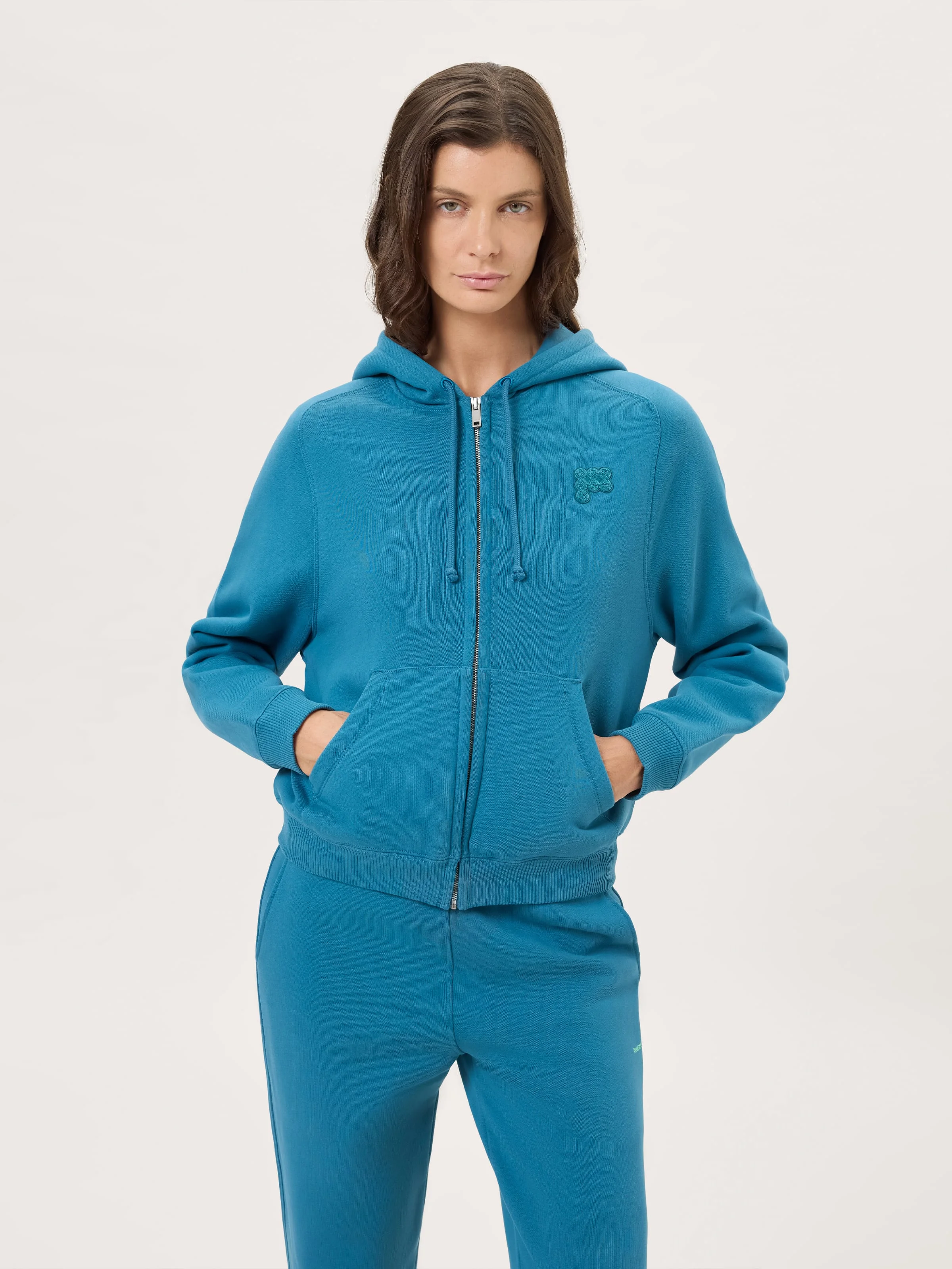 Womens Heavyweight Drawstring Zip Up Hoodie - Crimson Echo - 1