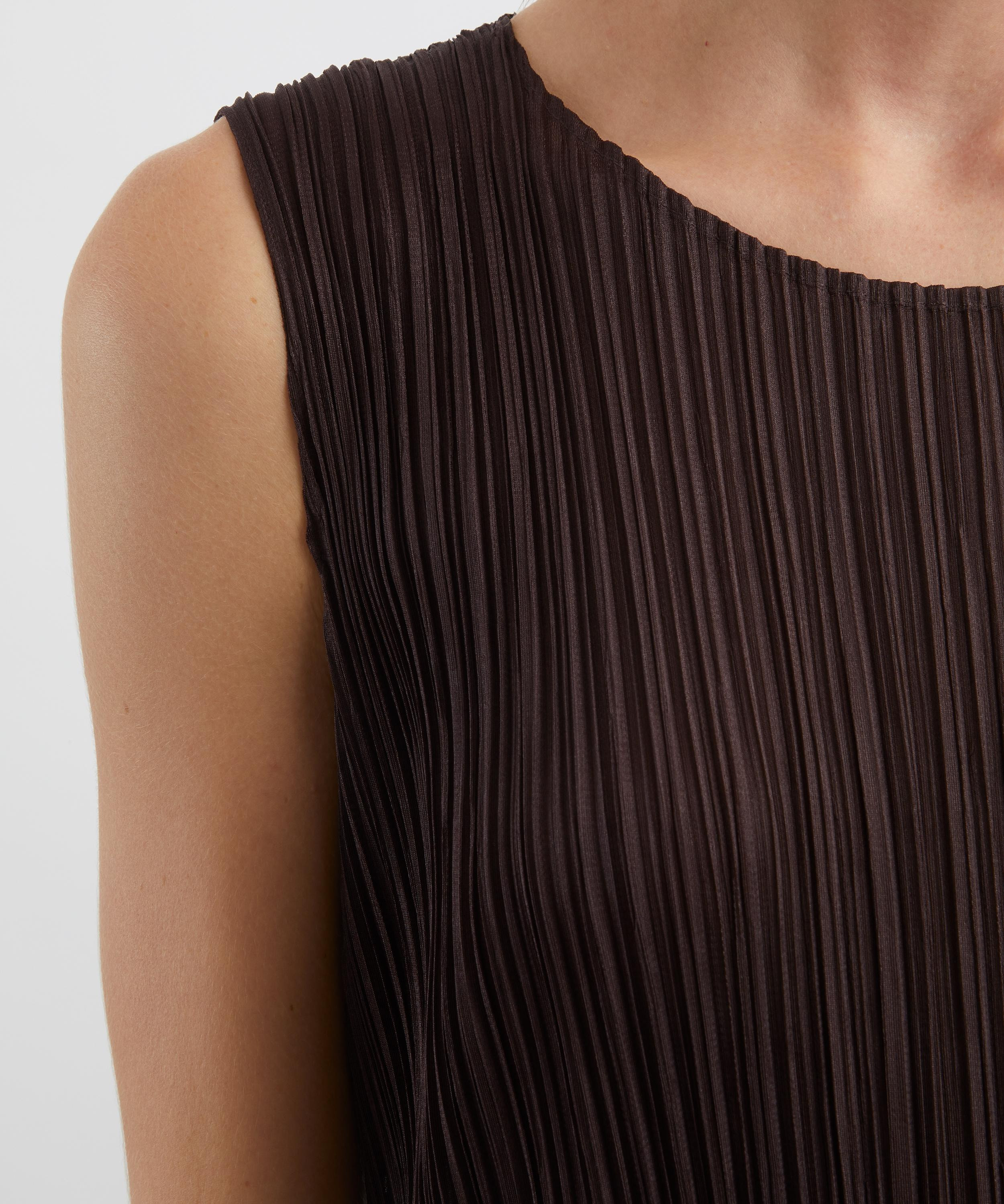 MONTHLY COLOURS: JULY Dark Brown Pleated Midi Dress - 5