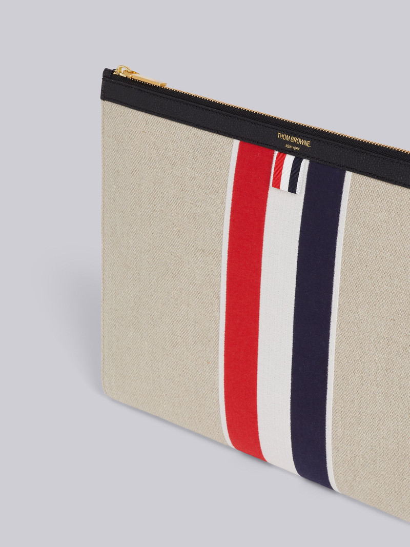 Natural Military Canvas Striped Gusset Folio 3