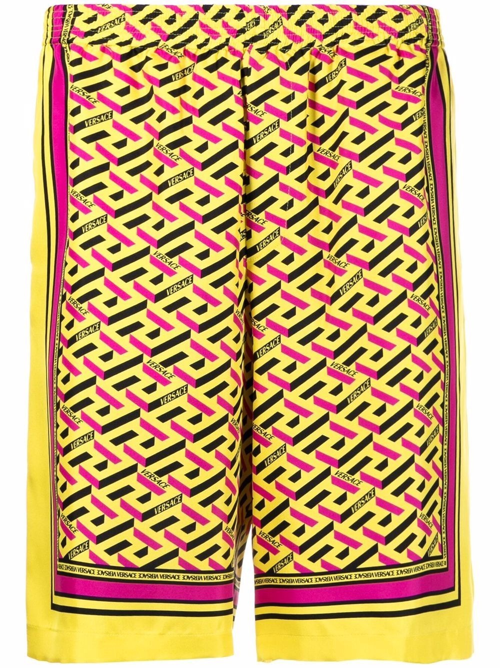 geometric-print silk shorts - 1