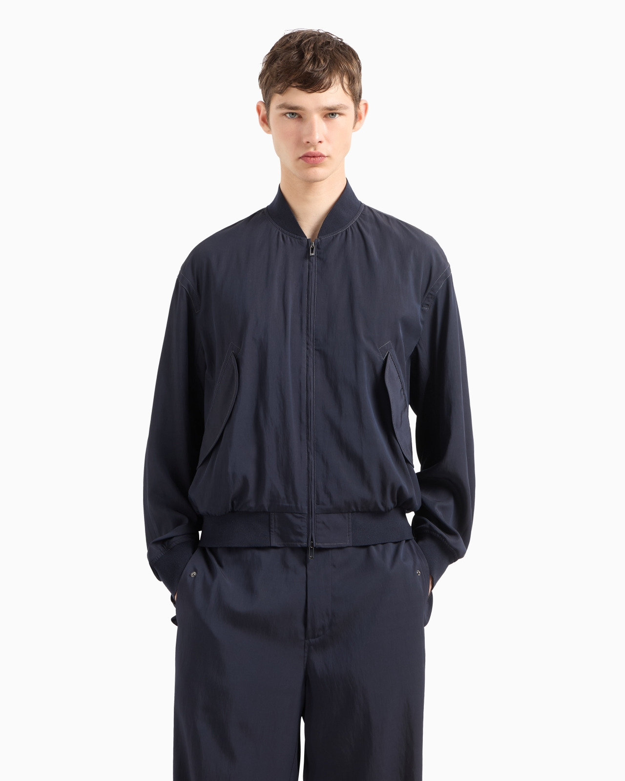 VISCOSE-NYLON BLOUSON WITH BOMBER-JACKET COLLAR - 4