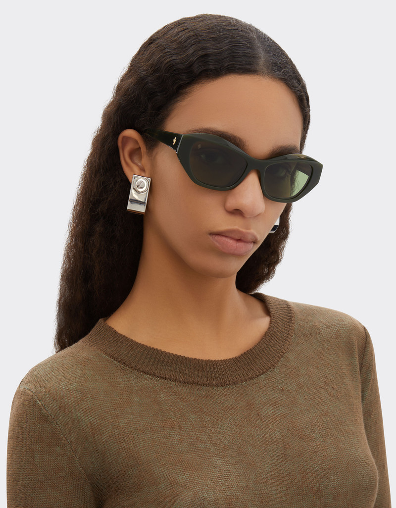Ferrari Ferrari sunglasses in green striped acetate with solid green lenses outlook