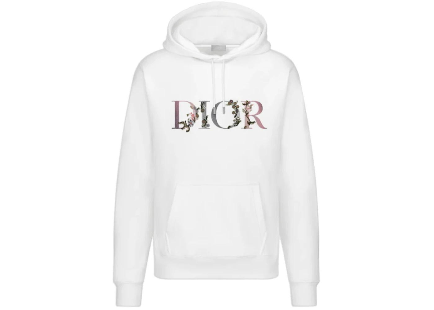 Dior Flowers Embroidered Hoodie White - 1